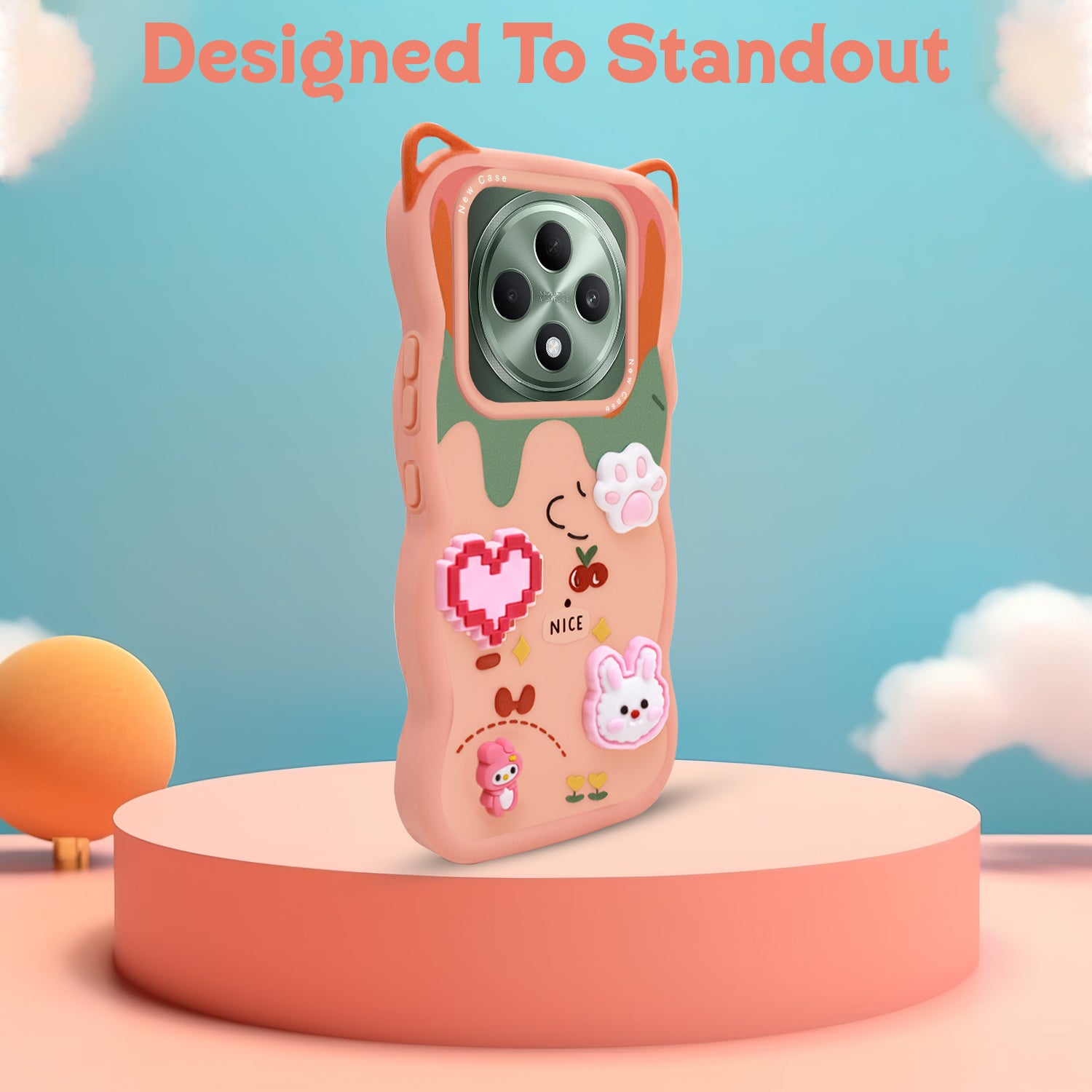 For Oppo F27 5G Back Case Cover Strap (3D embossed Figures | Strap Holder | 360* Soft Cushion with Camera Bump)
