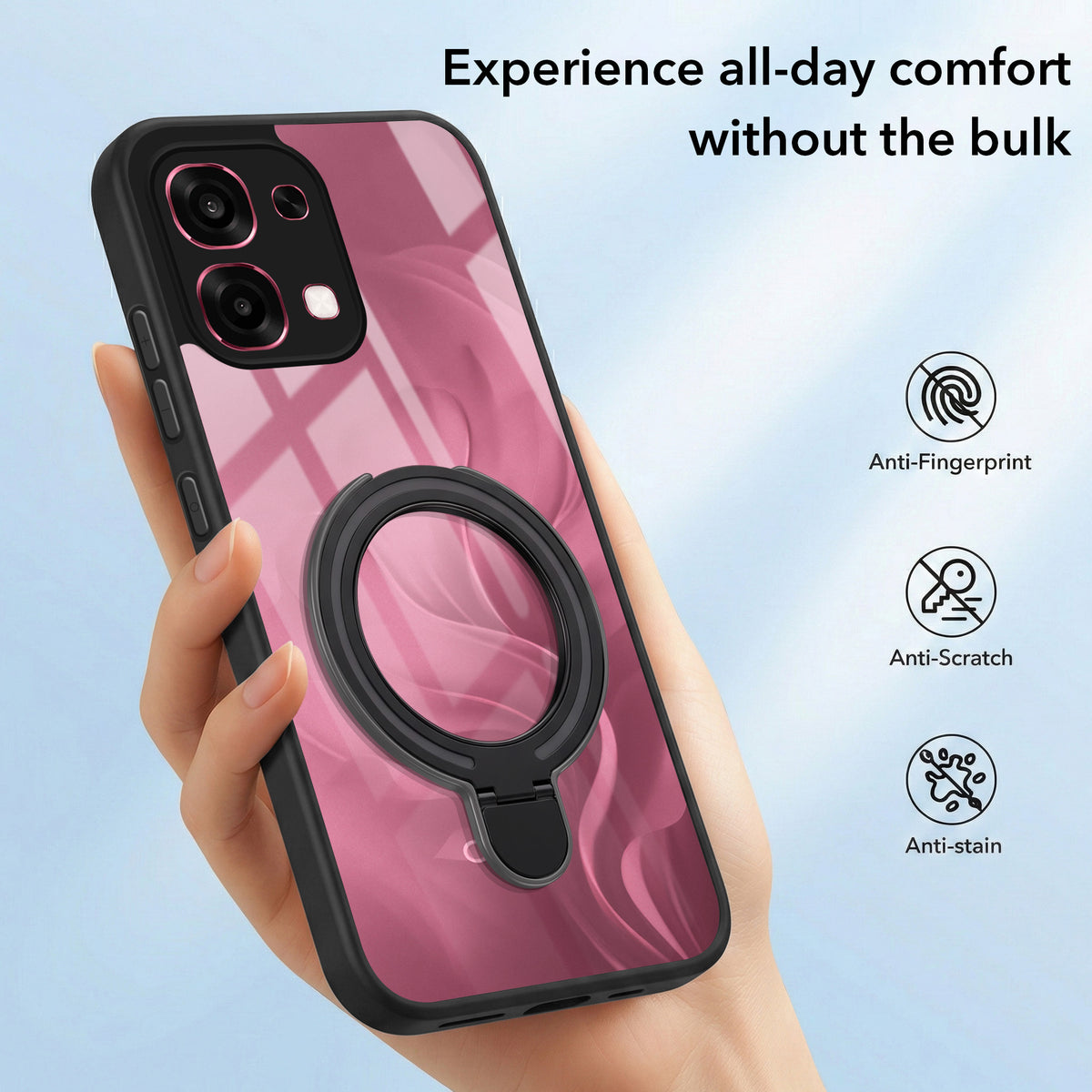 For Oppo F31 5G | Oppo F33 5G Back Cover Case (Kick Stand Ring Holder | Life time Anti Yellow | Camera Protection)