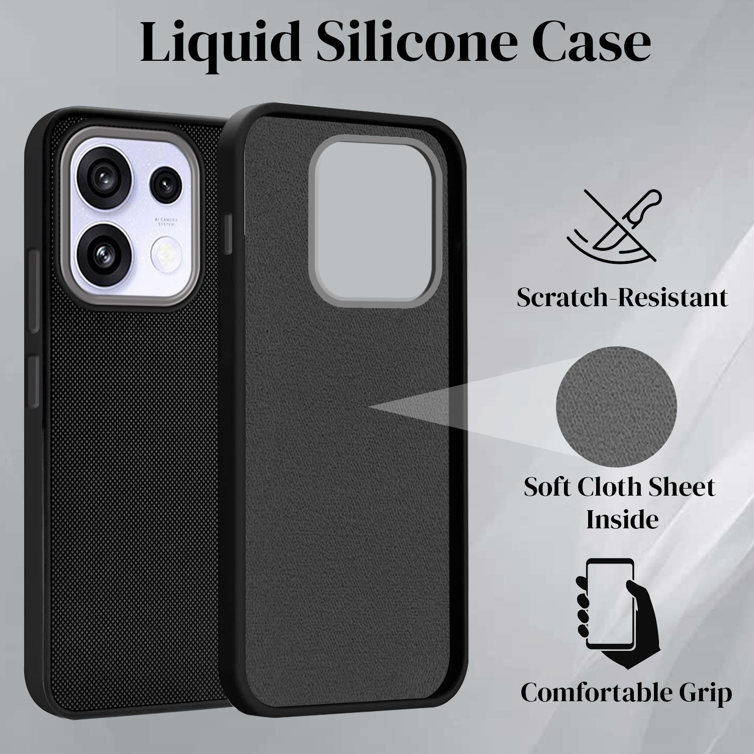 For Oppo Reno 16C 5G Back Cover Case Rubberised (Textured Grip Design | Micro-Fiber Cloth Inside | Slim and Light Weight | Soft Touch and Feel)