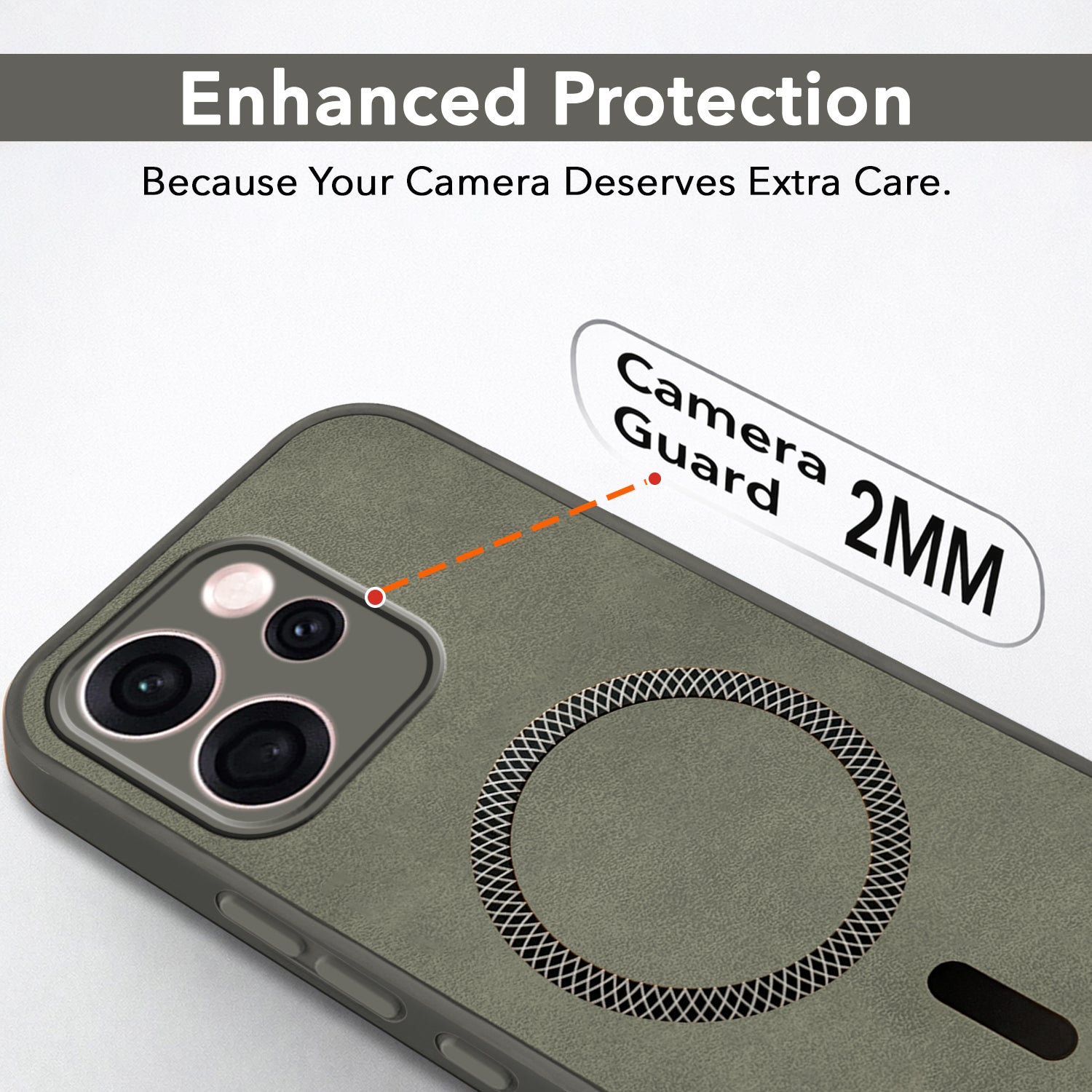 For Oppo Reno15 Pro Mini 5G | Oppo Reno 15 Pro Mini 5G Back Cover Case  Leather Finish  (MagSafe Compatible Wireless Charging | Soft Touch | Camera Bump Protection)