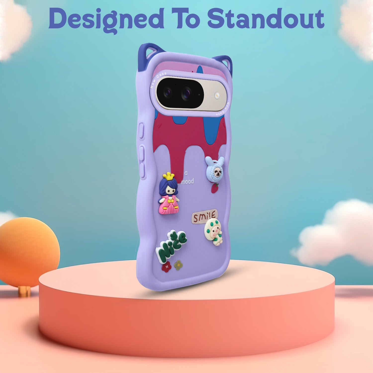 For Google Pixel 9 Back Case Cover Strap (3D Embossed Figures | Strap Holder | 360* Soft Cushion with Camera Bump)