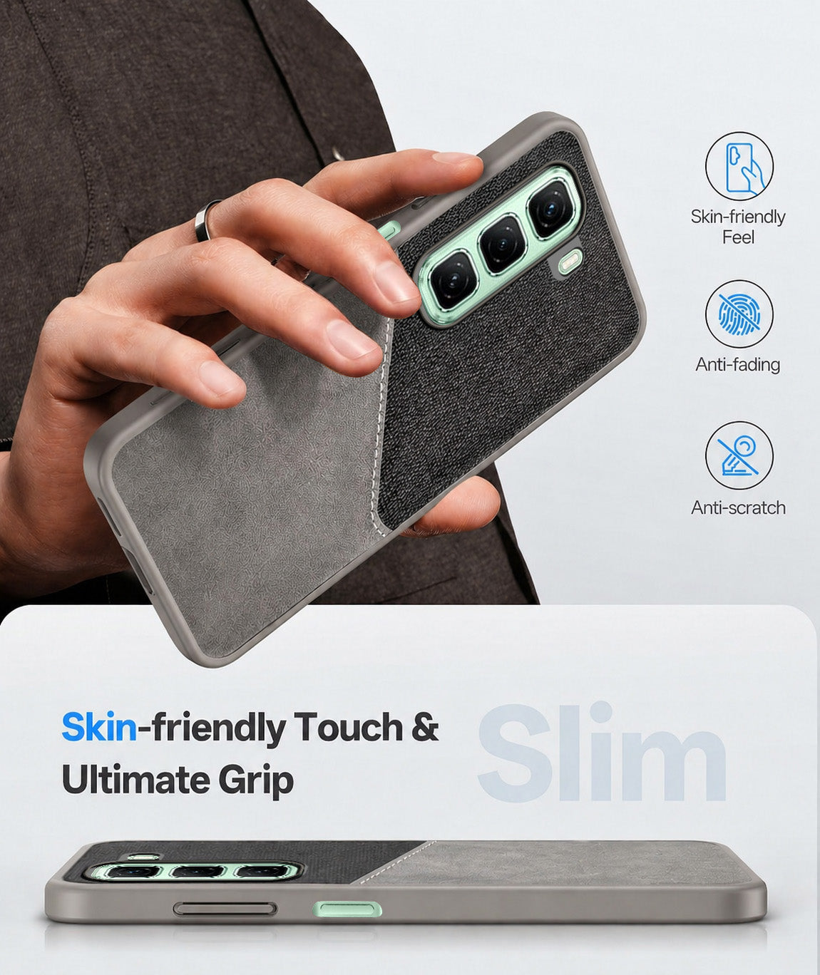 For Infinix Hot 50 5G Back Cover Case (Dual PU Leather Stitch | Professional Minimalist | Soft and Flexible)