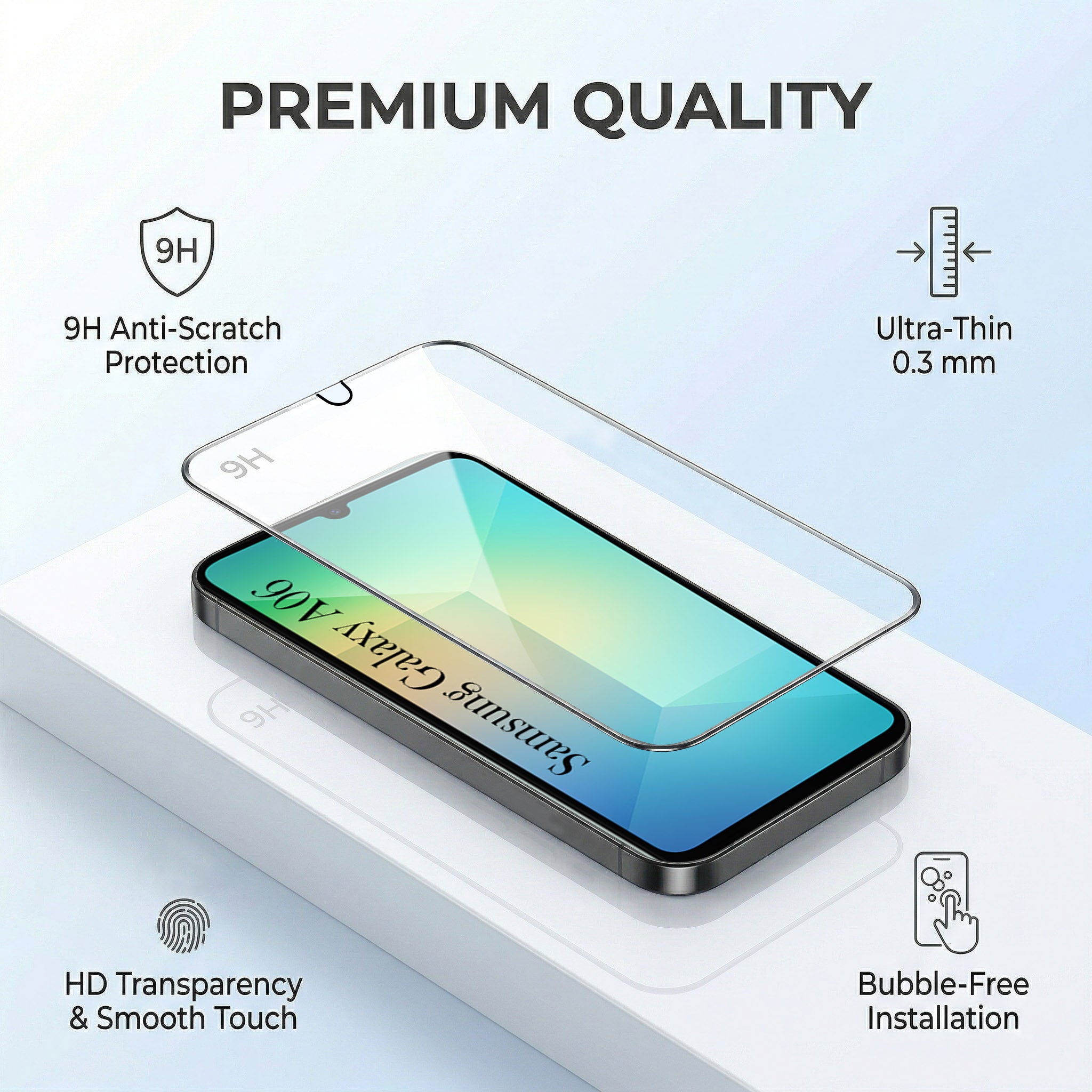 For Samsung Galaxy A06 Combo with Back Cover and 9H Tempered Glass (Lifetime Anti-Yellow | Crystal Clear Shockproof | Oleophobic Coating Screen Glass)