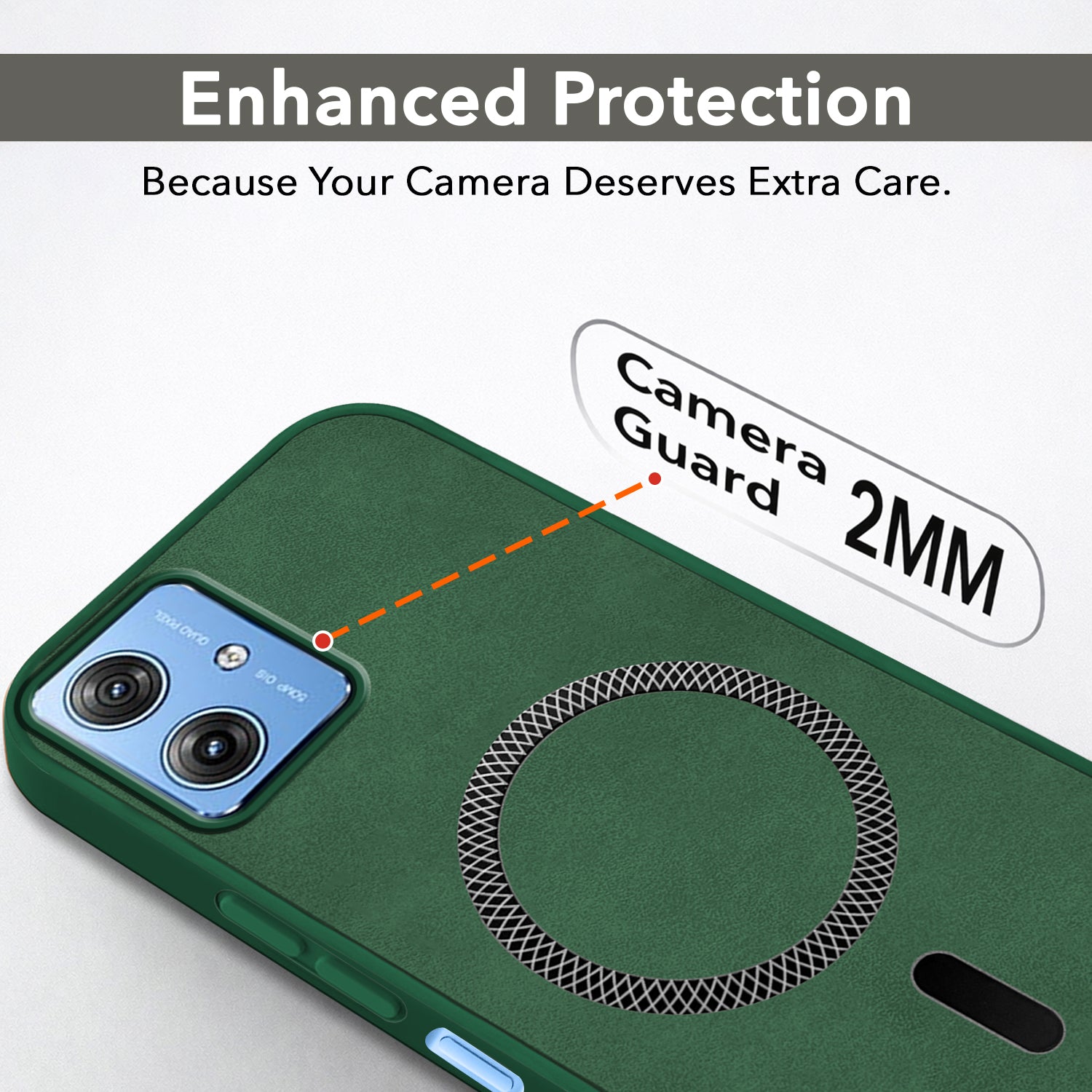 For Motorola Moto G64 5G Back Cover Case Leather Finish (MagSafe Compatible Wireless Charging | Soft Touch | Camera Bump Protection)