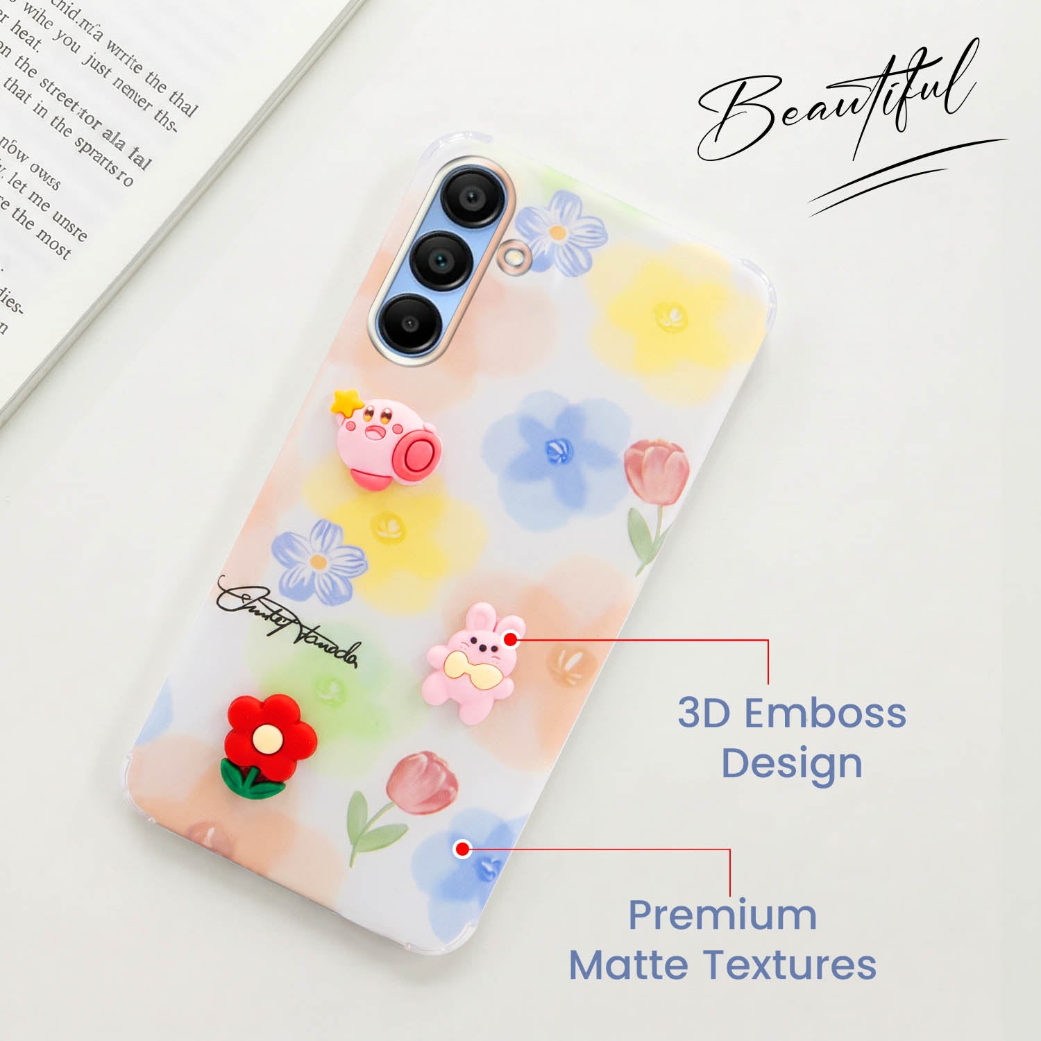 For Samsung Galaxy A15 5G Back Cover Case (3D Cute Cartoons | Hard Back Side Soft | Matte Premium Finish | HD Printing)