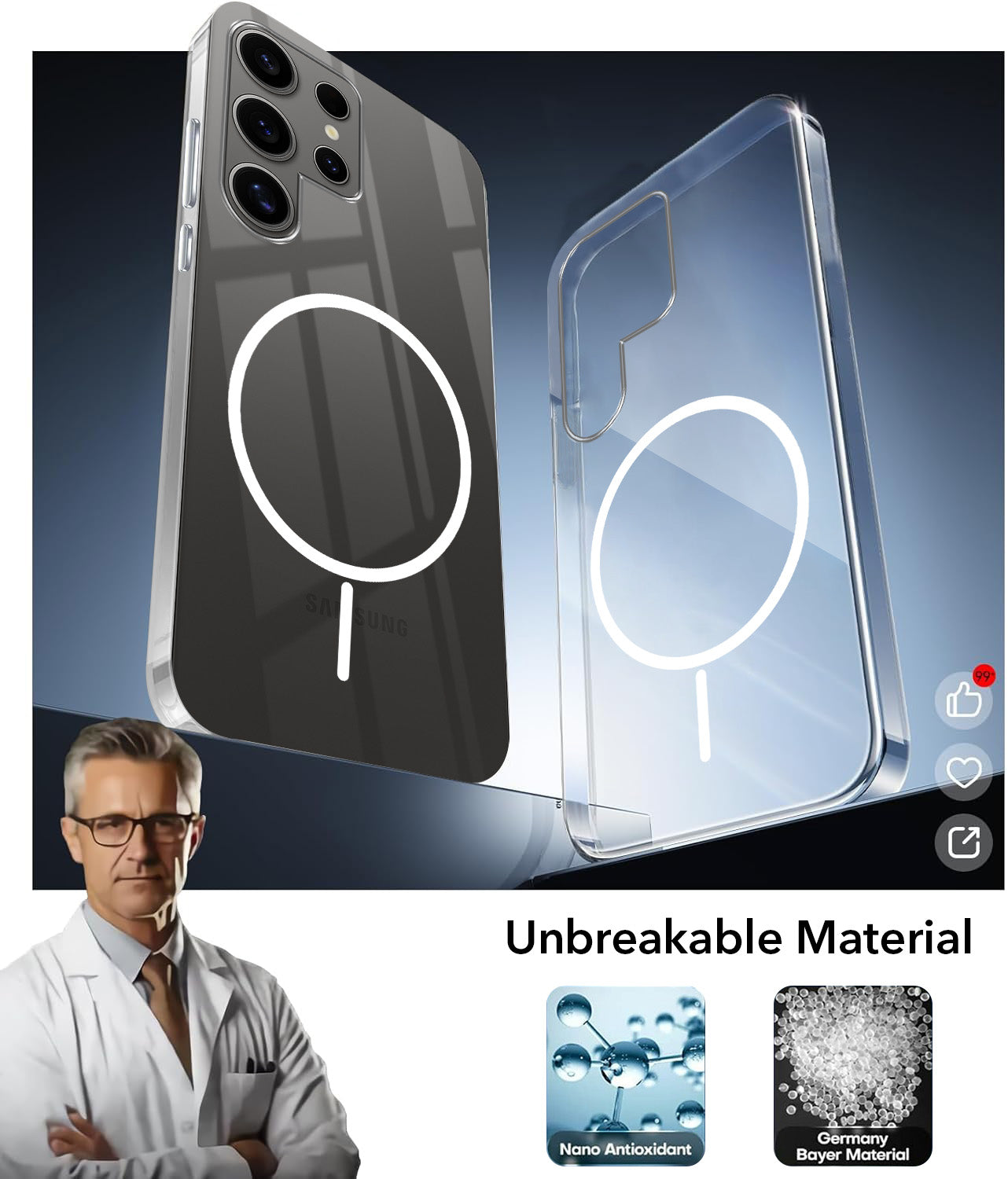 For Samsung Galaxy S24 Ultra Back Cover Case (MagSafe Wireless Charging Support |Camera Protection Bump)