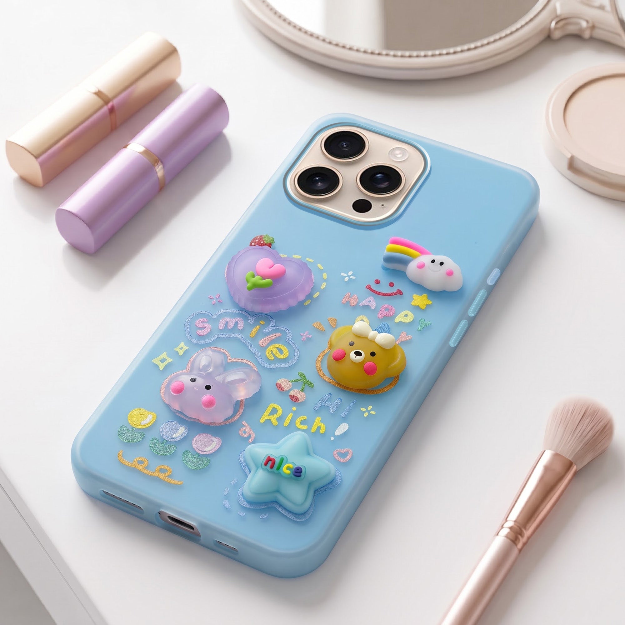 For Apple iPhone 16 Pro Max Back Cover Case (3D Cute Cartoons | Hard Back Side Soft | Matte Premium Finish | HD Printing)