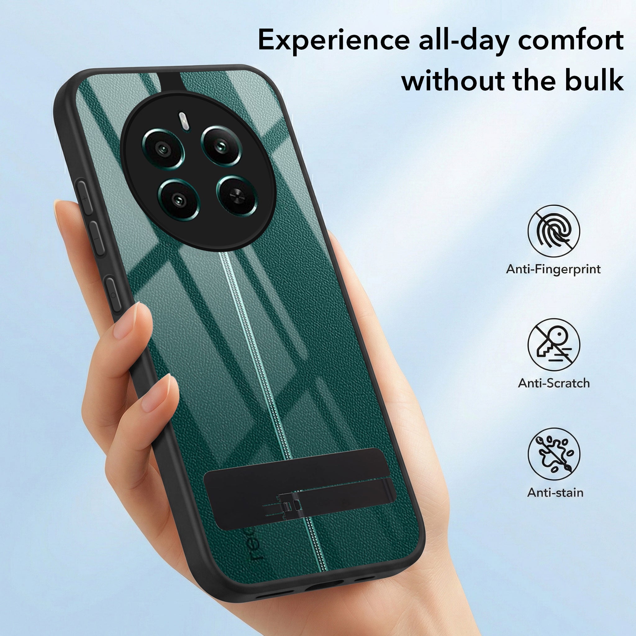 For Realme 12 Plus Back Cover Case (Built-in Stand | Lifetime Anti Yellow | Kickstand Shockproof | Camera Protection | MagSafe Compatible)