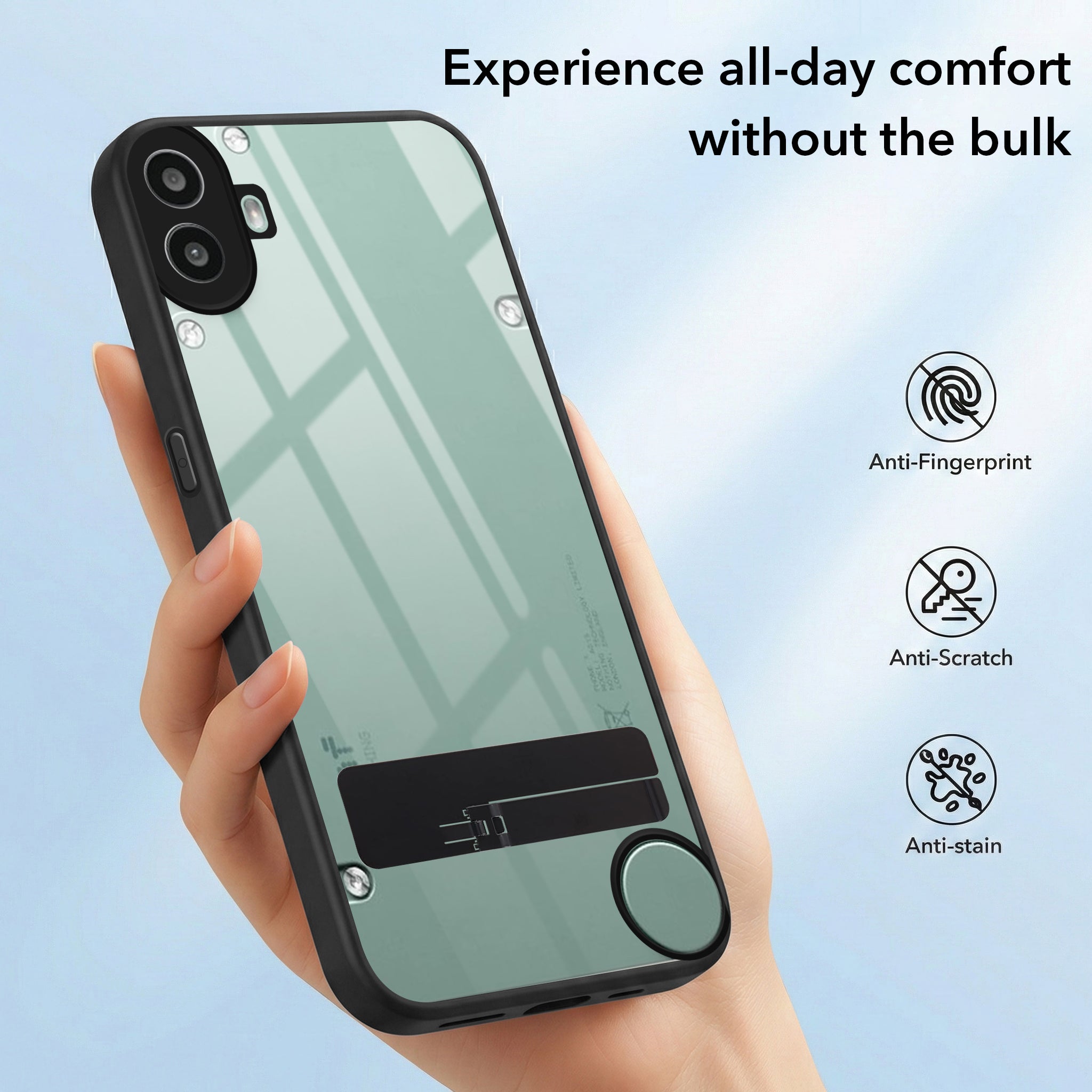 For Nothing CMF Phone 1 Back Cover Case (Built-in Stand | Lifetime Anti Yellow | Kickstand Shockproof | Camera Protection | MagSafe Compatible)