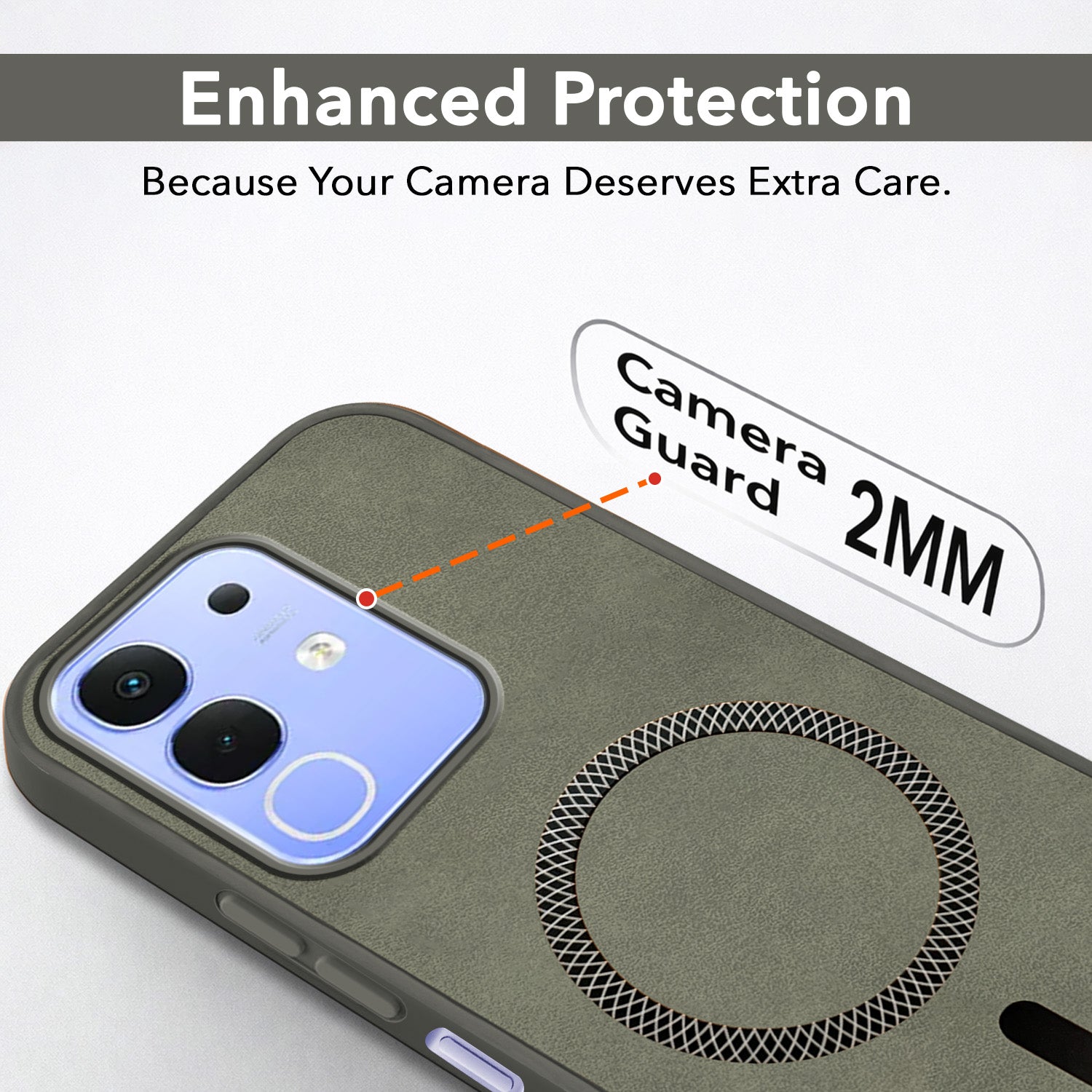 For Vivo iQOO Z10x Back Cover Case Leather Finish (MagSafe Compatible Wireless Charging | Soft Touch | Camera Bump Protection)