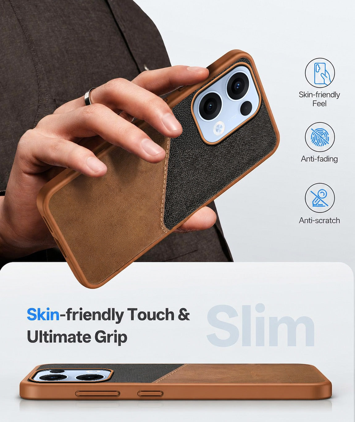 For Oppo Reno13 | Oppo Reno 13 Back Cover Case (Dual PU Leather Stitch | Professional Minimalist | Soft and Flexible)
