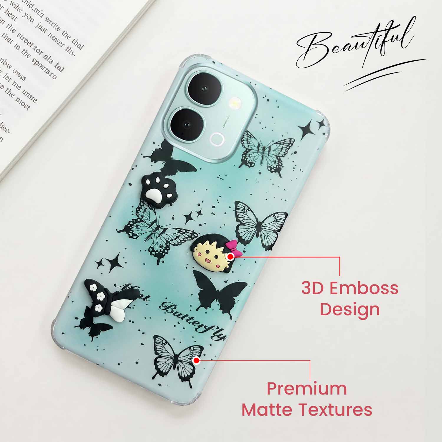 For Vivo iQOO Z11x 5G Back Cover Case (3D Cute Cartoons | Hard Back Side Soft | Matte Premium Finish | HD Printing)
