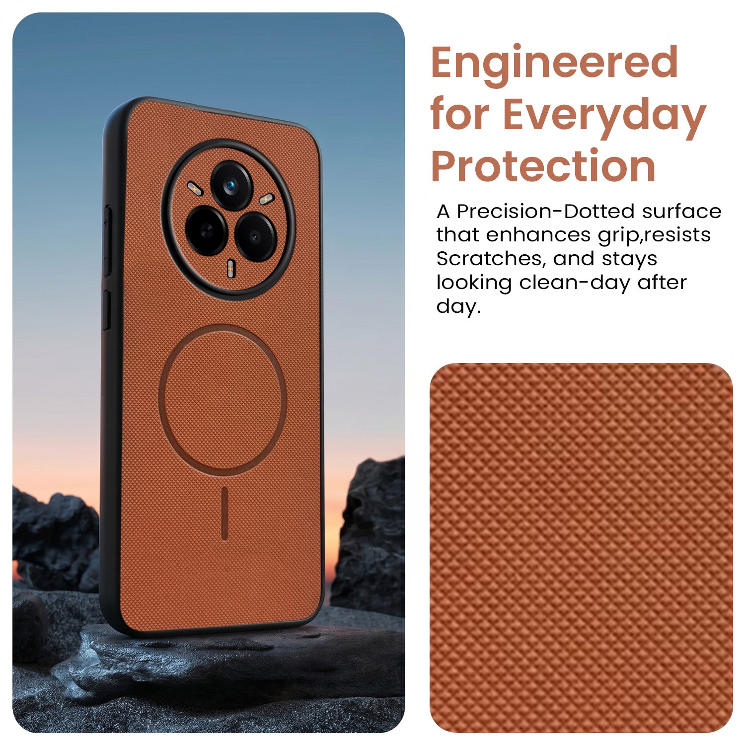 For Realme 14 Pro Back Cover Case PU Leather (Texture Grip Design | Professional Minimalist | Camera Protection | Soft and Flexible)