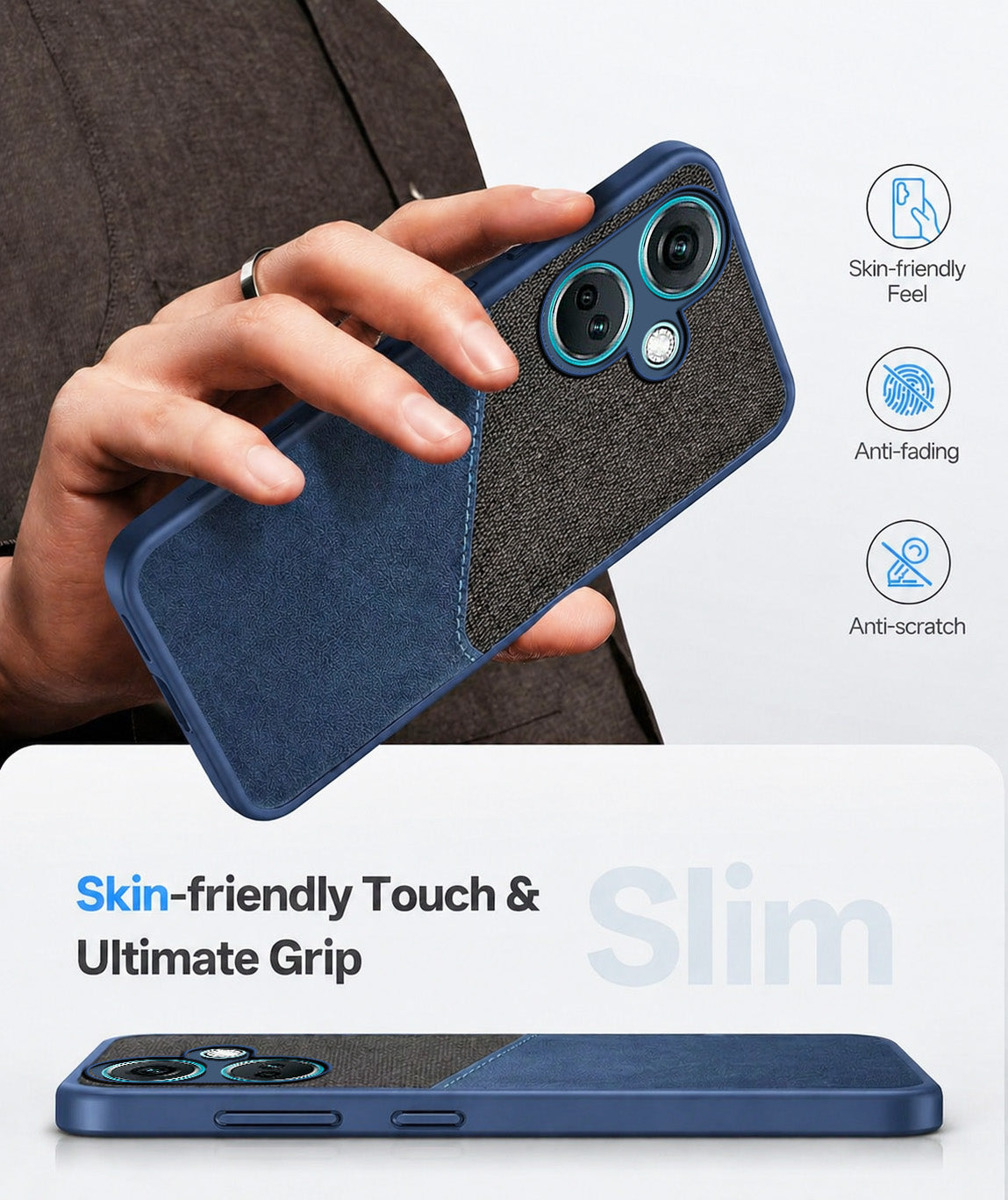 For Oneplus Nord CE 3 Back Cover Case  (Dual PU Leather Stitch | Professional Minimalist | Soft and Flexible)