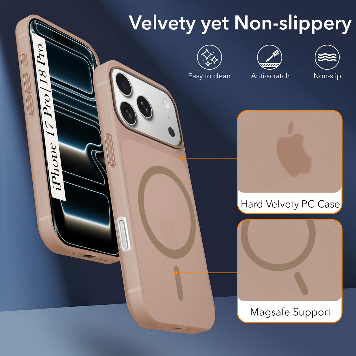 For iPhone 17 Pro | iPhone 18 Pro Back Cover Case (Frosted Matte Feel | MagSafe Compatible Wireless Charging)