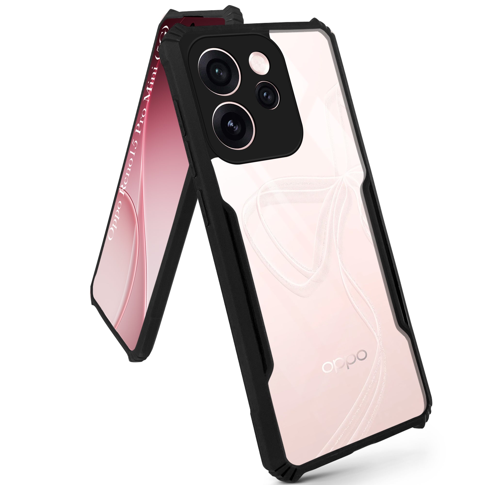 For Oppo Reno15 Pro Mini 5G | Oppo Reno 15 Pro Mini 5G Back Cover Case Hybrid (Shockproof with Polycarbonate Clear Panel | Professional Black)