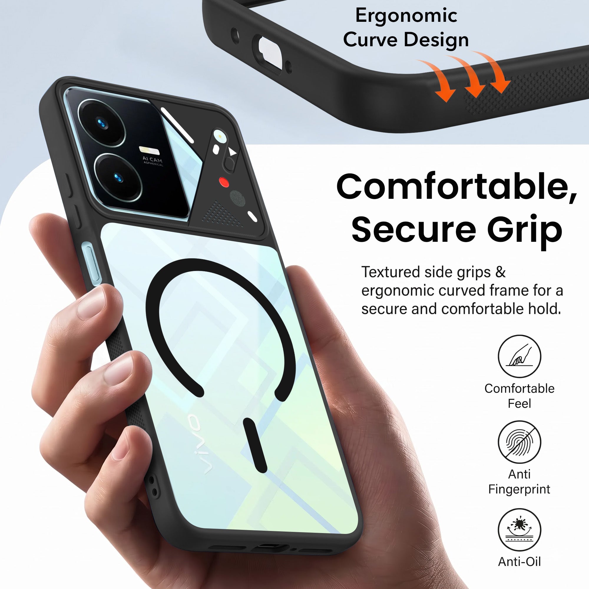 For Vivo Y22 | Vivo Y22s Back Cover Case Lifetime Anti-Yellow Clear (Camera Protection | Side Grip | Wireless MagSafe Compatible)