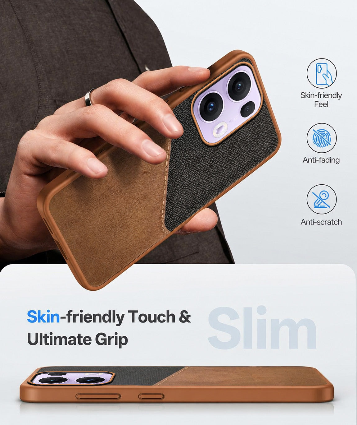 For Oppo Reno13 Pro 5G | Oppo Reno 13 Pro 5G Back Cover Case (Dual PU Leather Stitch | Professional Minimalist | Soft and Flexible)