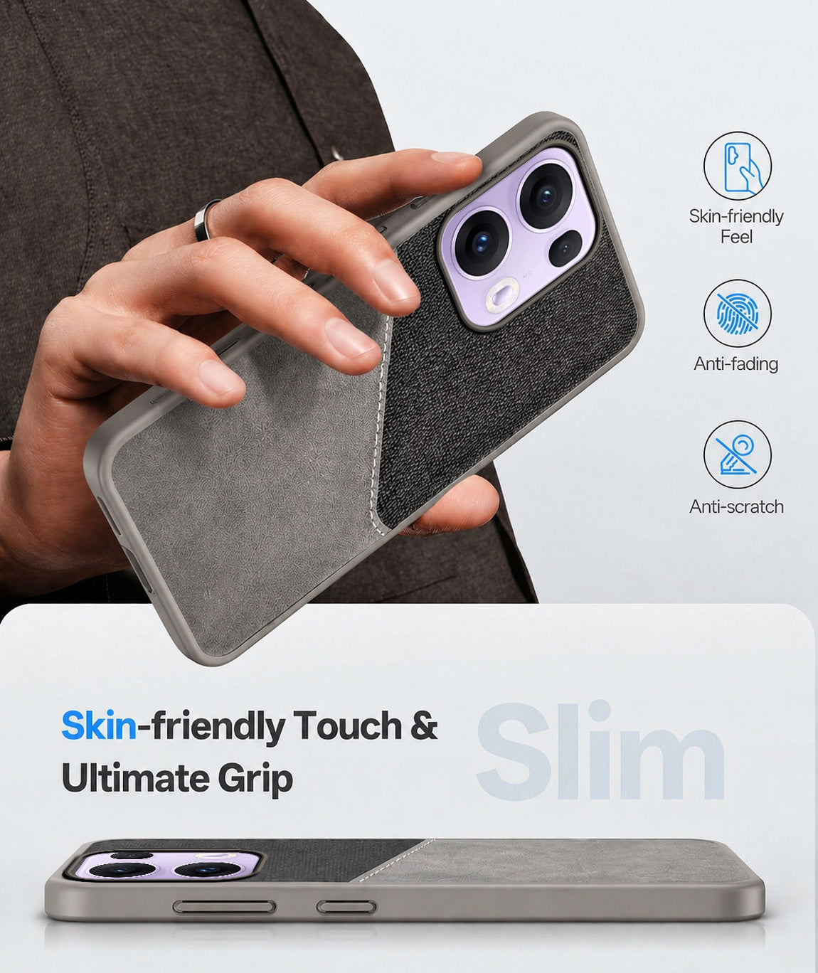 For Oppo Reno13 Pro 5G | Oppo Reno 13 Pro 5G Back Cover Case (Dual PU Leather Stitch | Professional Minimalist | Soft and Flexible)
