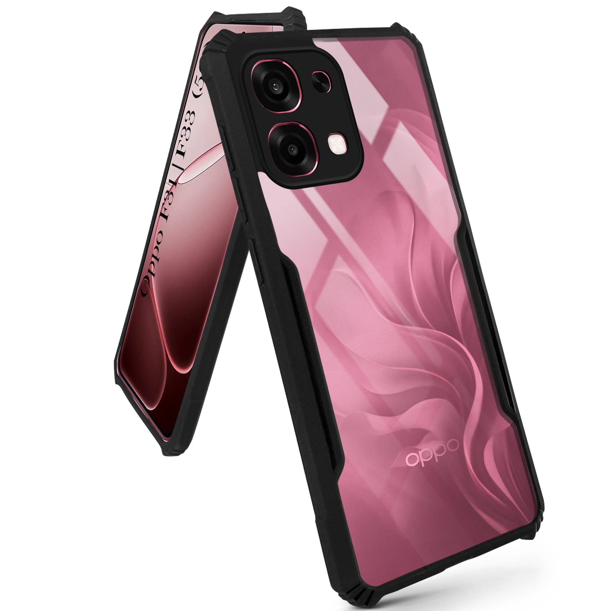 For Oppo F31 5G | Oppo F33 5G Back Cover Case Hybrid (Shockproof with Polycarbonate Clear Panel | Professional Black)