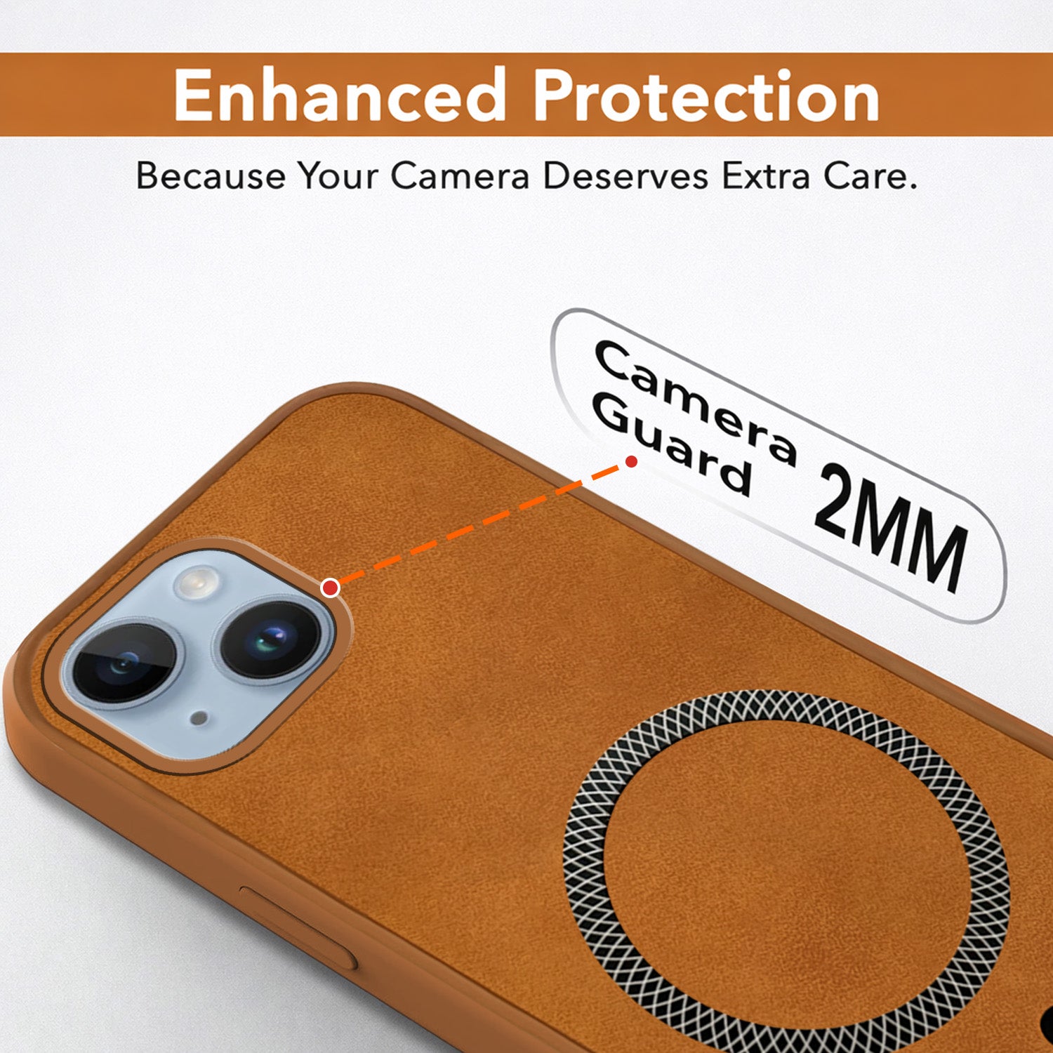 For Apple iPhone 14 Back Cover Case (Sleek Leather Finish | MagSafe Compatible Wireless Charging | Camera Bump Protection)