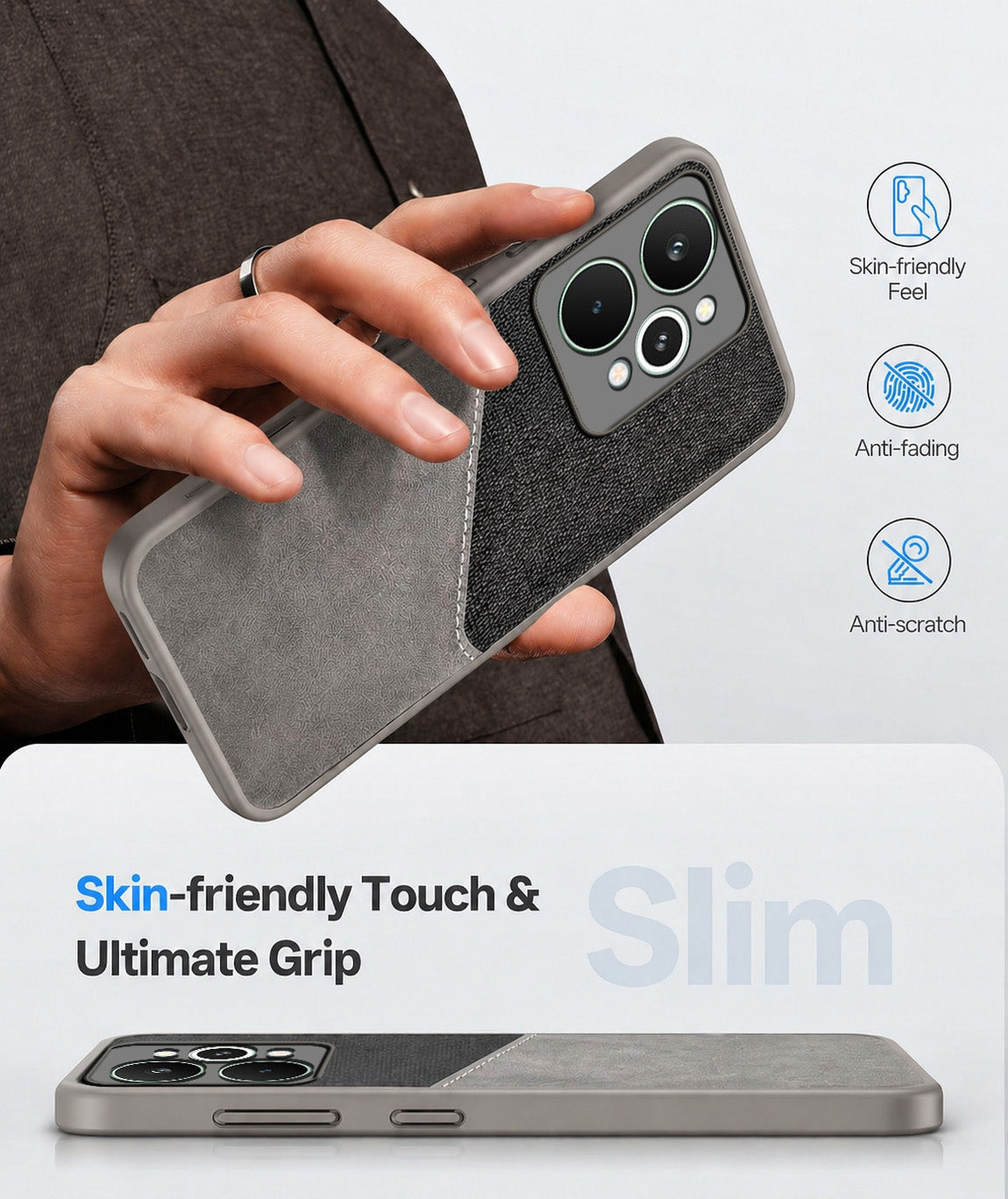 For Realme 15 Pro Back Cover Case (Dual PU Leather Stitch | Professional Minimalist | Soft and Flexible)