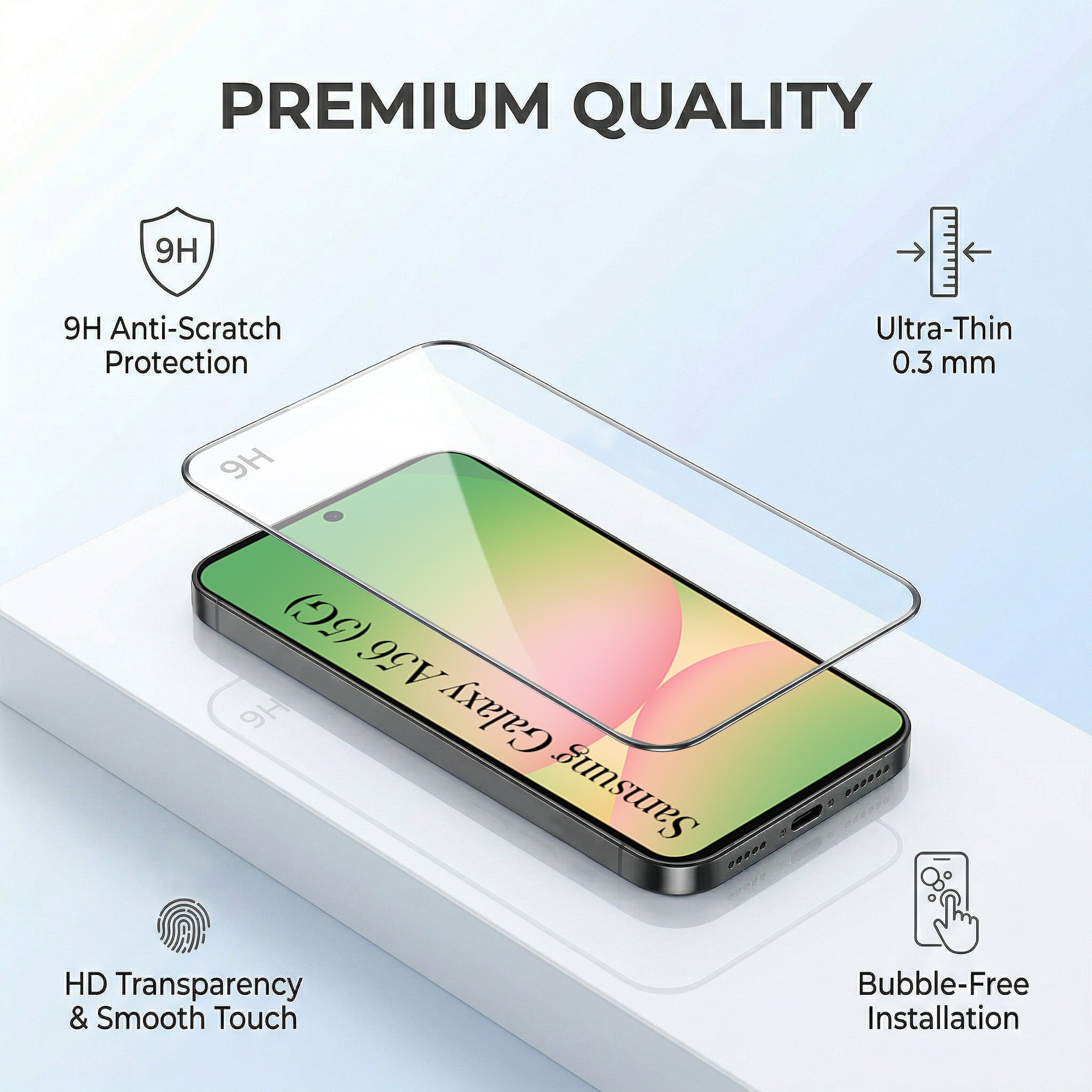 For Samsung Galaxy A56 Combo with Back Cover and 9H Tempered Glass (Lifetime Anti-Yellow | Crystal Clear Shockproof | Oleophobic Coating Screen Glass)