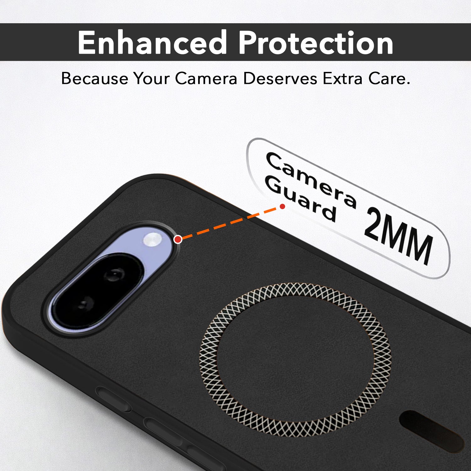For Google Pixel 9A Back Cover Case Leather Finish (MagSafe Compatible Wireless Charging | Soft Touch | Camera Bump Protection)
