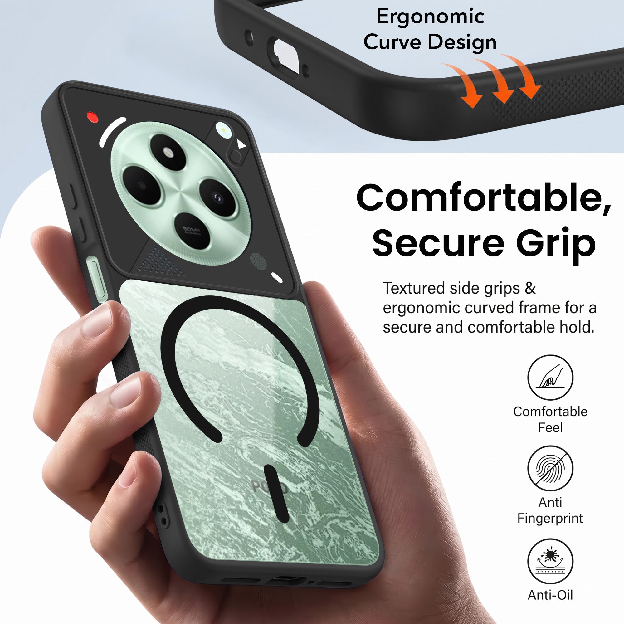 For Poco C75 | Poco M7 Back Cover Case Lifetime Anti-Yellow Clear (Camera Protection | Side Grip | Wireless MagSafe Compatible)