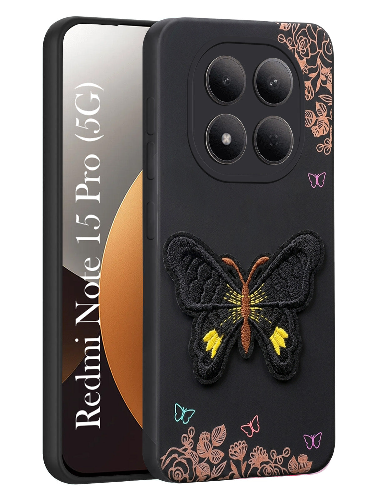 For Oppo Reno15 Pro 5G | Oppo Reno 15 Pro 5G Back Cover Case (Soft Butterfly Embroidery | Women Teen Girls | Camera Protection| Matte Silicone)
