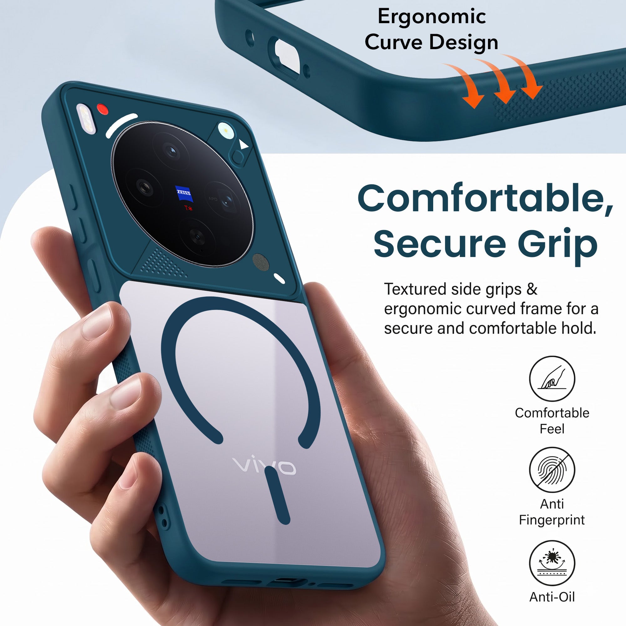 For Vivo X300 5G Back Cover Case Lifetime Anti-Yellow Clear (Camera Protection | Side Grip | Wireless MagSafe Compatible)