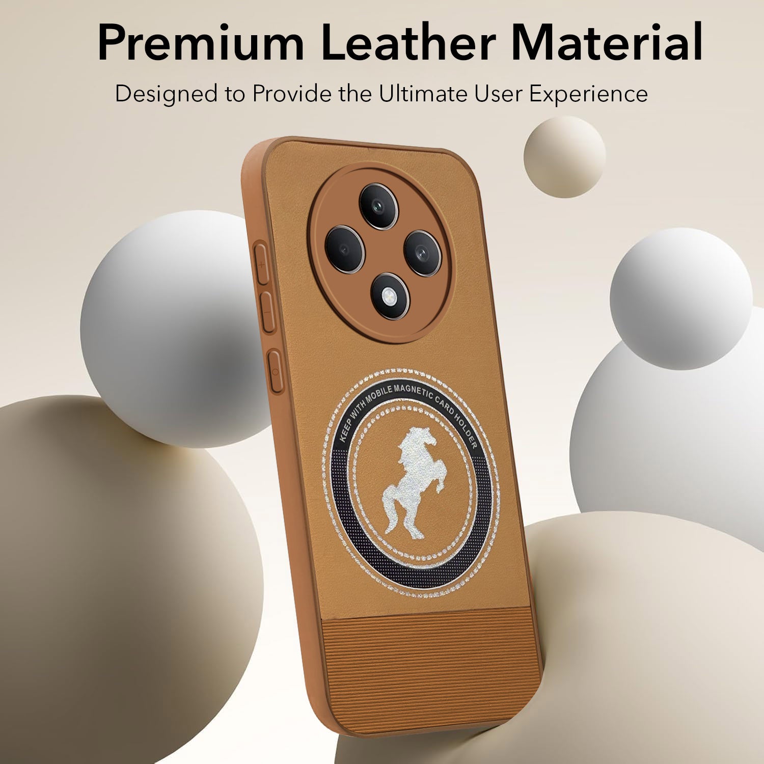 For  Oppo Reno 12F Back Cover Case PU Leather Finish (Professional Minimalist Texture | MagSafe Compatile | Camera Protection | Sleek Sober Formal)