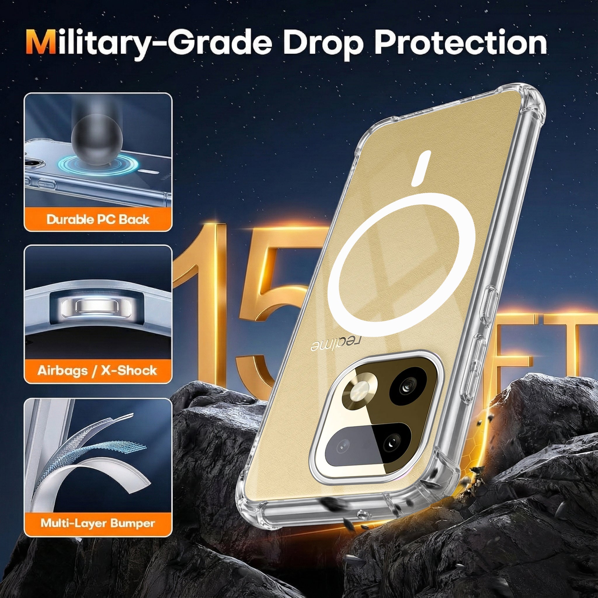 For Realme 16 Pro Plus 5G Back Cover Shockproof Crystal-Clear (Magsafe Wireless Support | Drop & Camera Protection | Hard Polycarbonate)