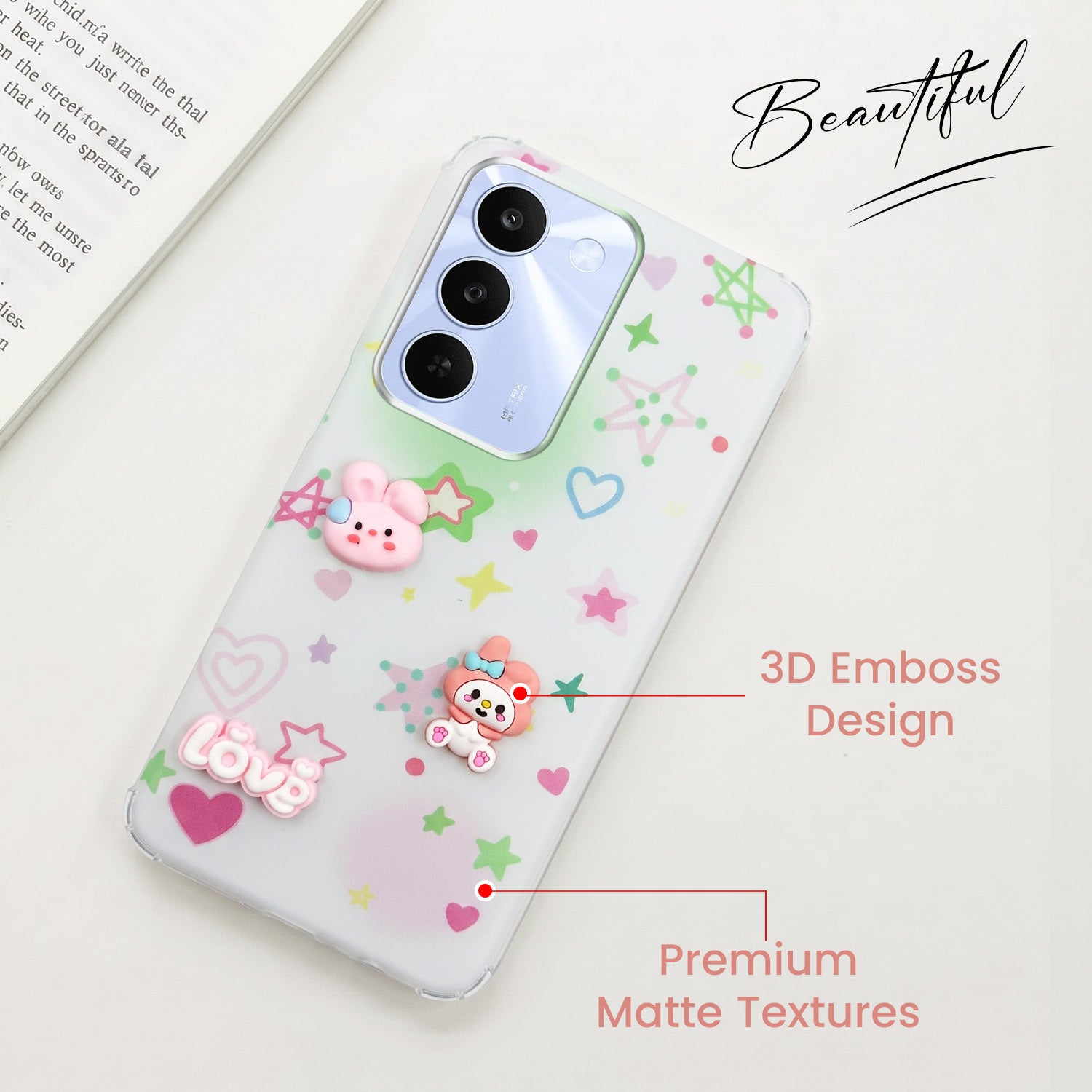 For Realme C83 5G Back Cover Case (3D Cute Cartoons | Hard Back Side Soft | Matte Premium Finish | HD Printing)