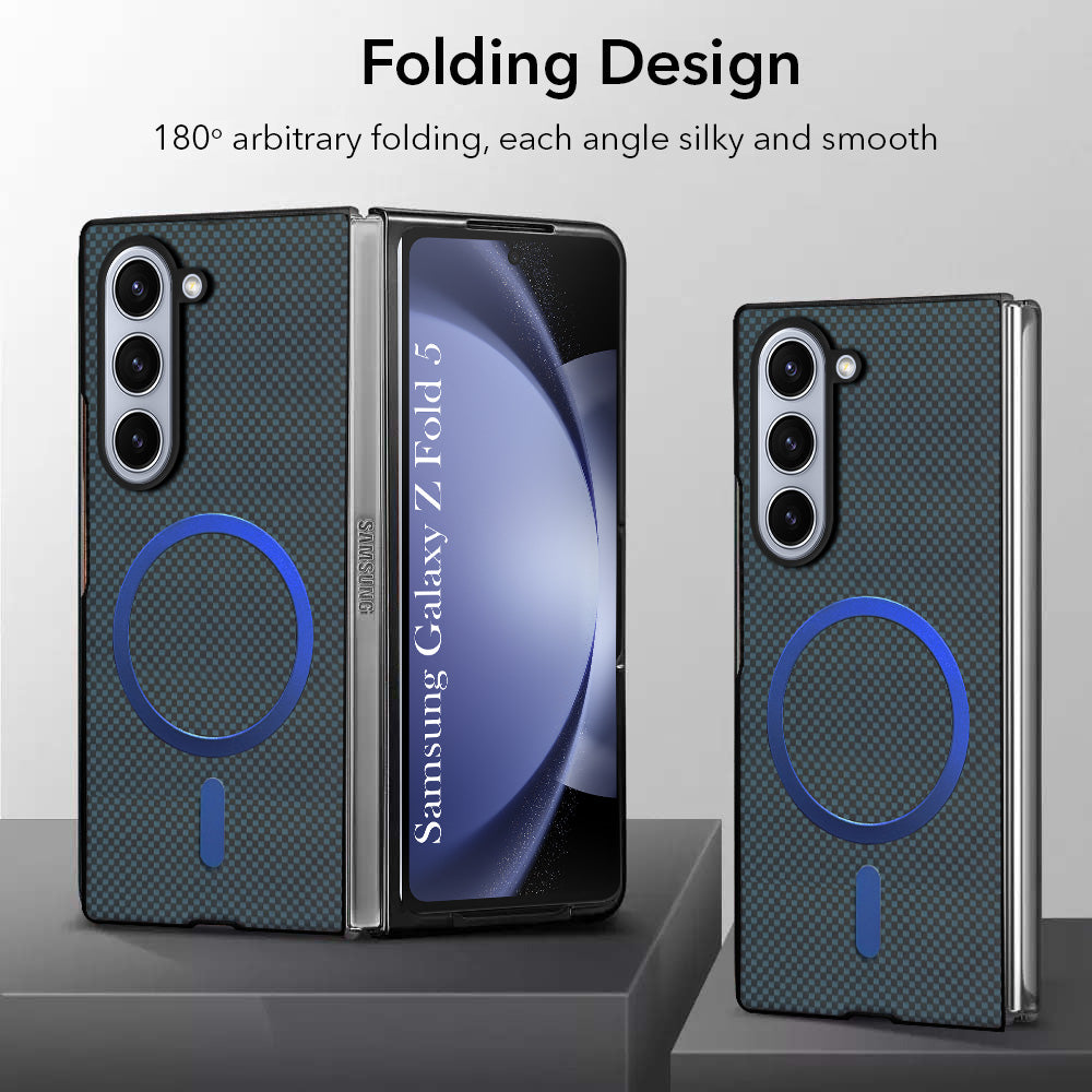 For Samsung Galaxy Z Fold 5 5G Back Case Cover (MagSafe Wireless Charging Compatible | Hexa Leather Finish | Inside Microfiber Cloth)