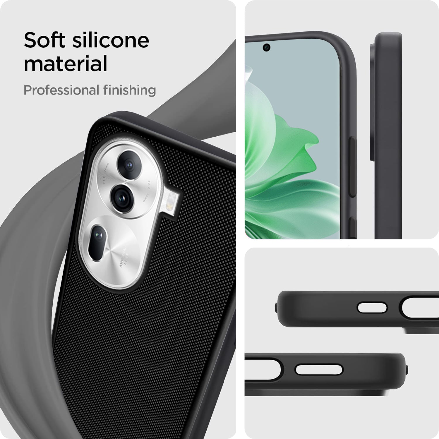 For Oppo Reno11 5G Back Cover Case Rubberised (Textured Grip Design | Micro-Fiber Cloth Inside | Slim and Light Weight | Soft Touch and Feel)