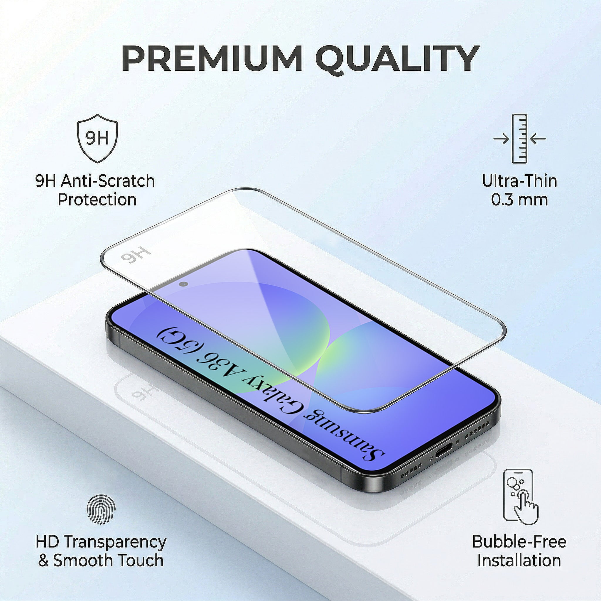 For Samsung Galaxy A36 5G Combo with Back Cover and 9H Tempered Glass (Lifetime Anti-Yellow | Crystal Clear Shockproof | Oleophobic Coating Screen Glass)