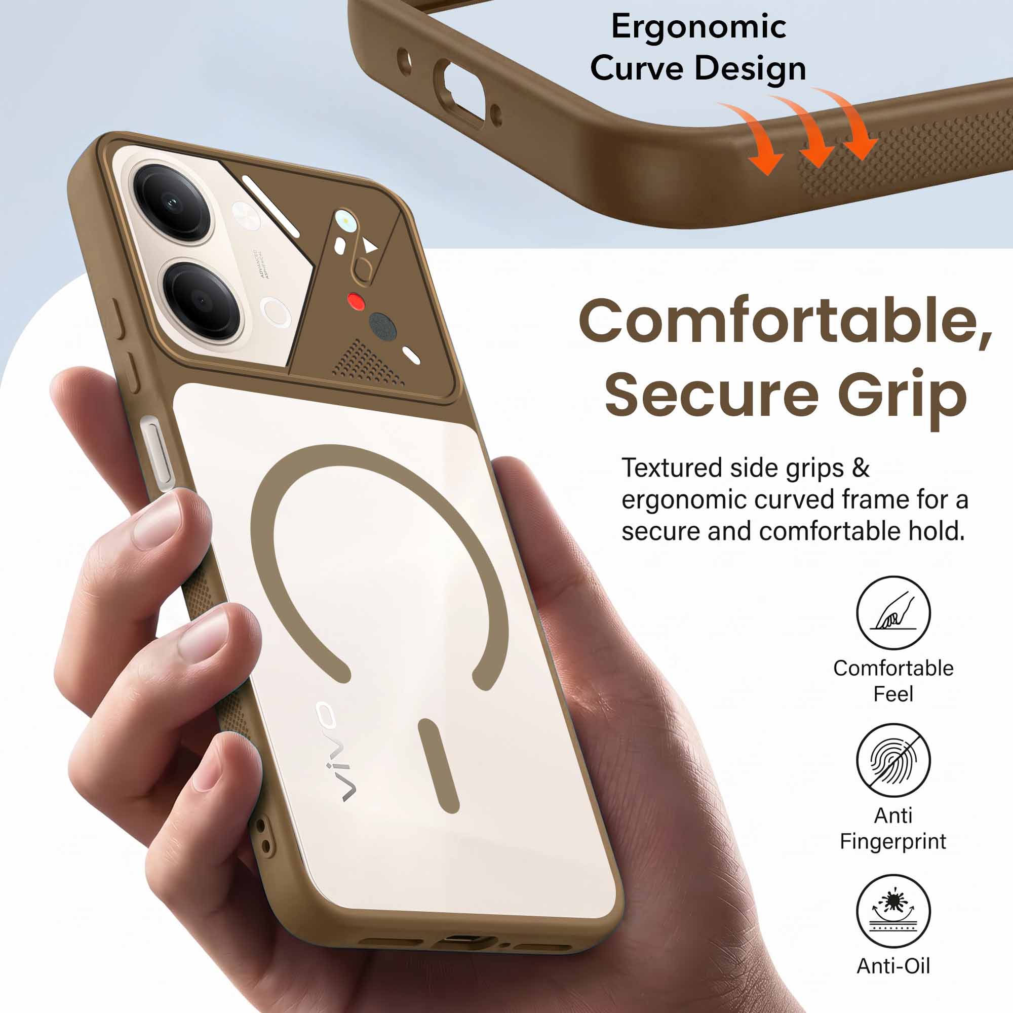 For Vivo Y11 | Vivo Y21 5G Back Cover Case Lifetime Anti-Yellow Clear (Camera Protection | Side Grip | Wireless MagSafe Compatible)