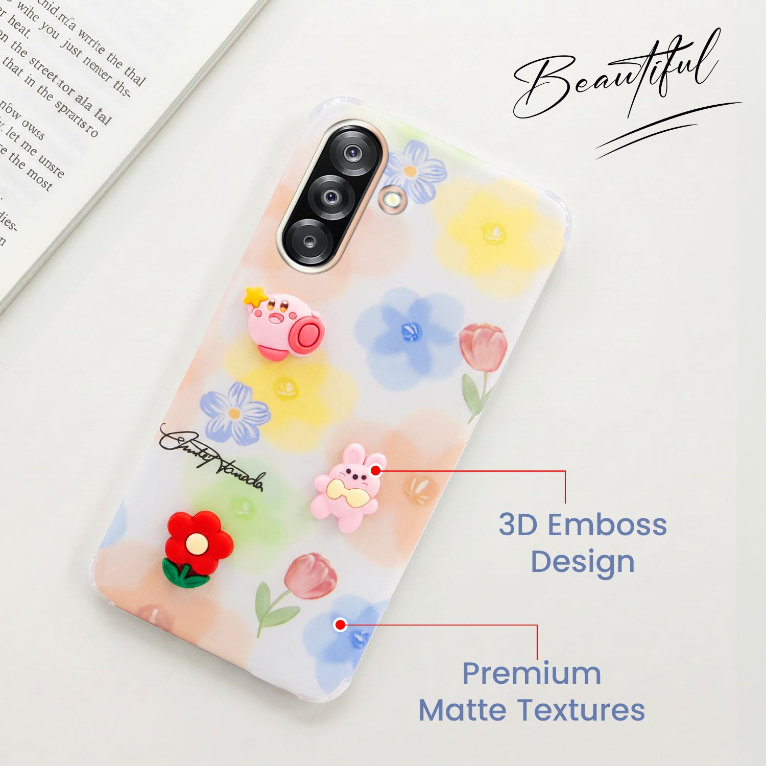 For Samsung Galaxy A26 5G Back Cover Case (3D Cute Cartoons | Hard Back Side Soft | Matte Premium Finish | HD Printing)