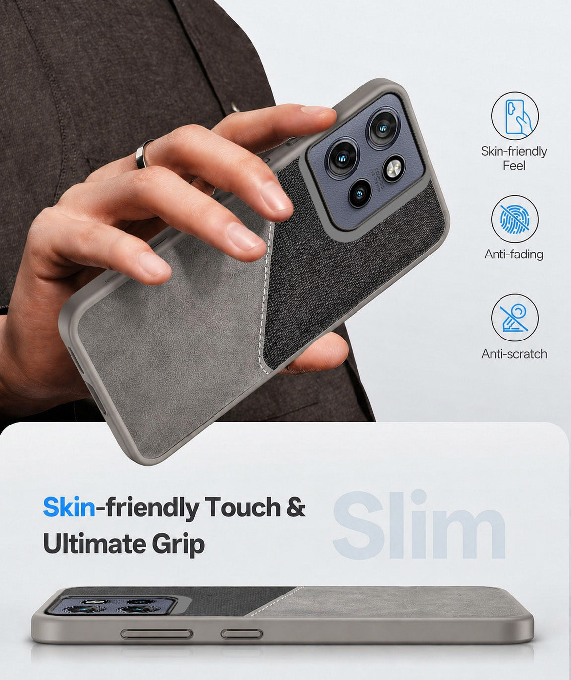 For Motorola Moto Edge 50 Neo Back Cover Case (Dual PU Leather Stitch | Professional Minimalist | Soft and Flexible)