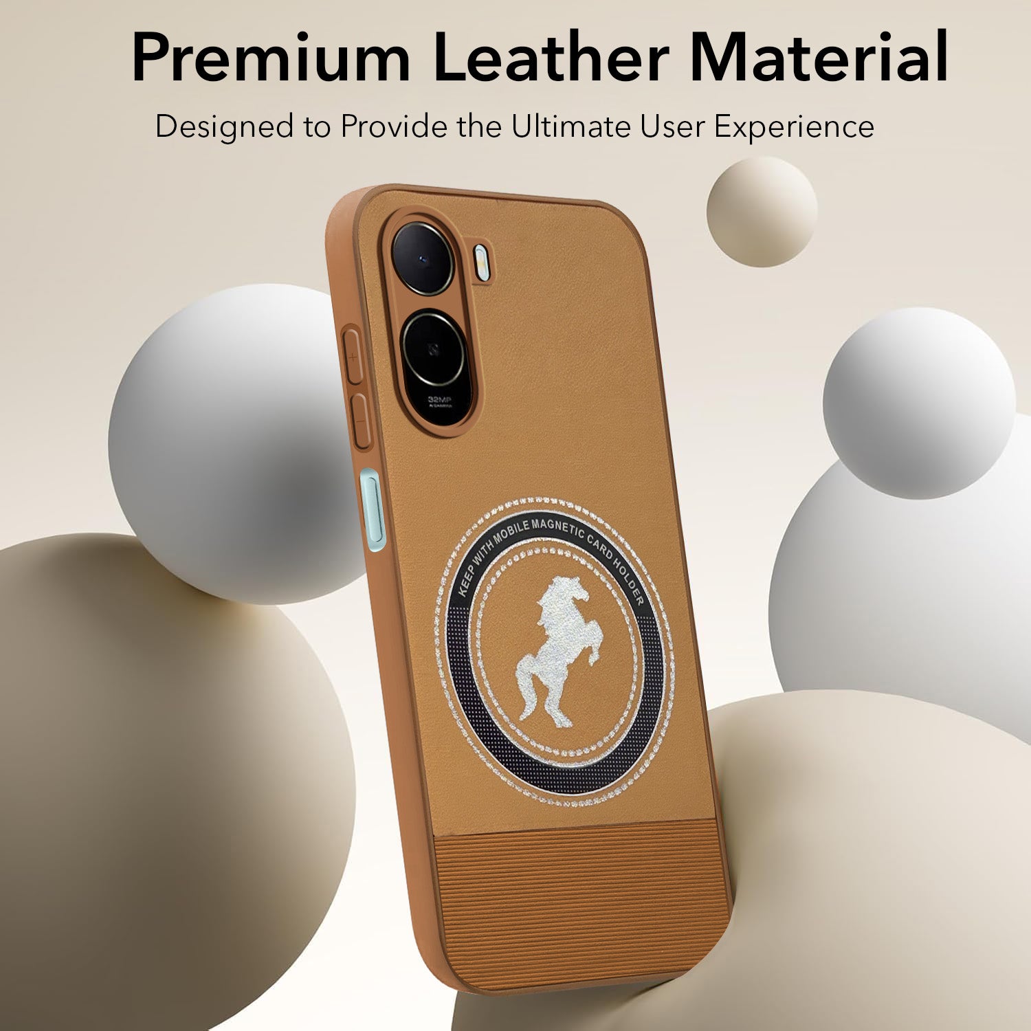 For Poco C85x 5G Back Cover Case PU Leather Finish (Professional Minimalist Texture | MagSafe Compatile | Camera Protection | Sleek Sober Formal) (Copy)