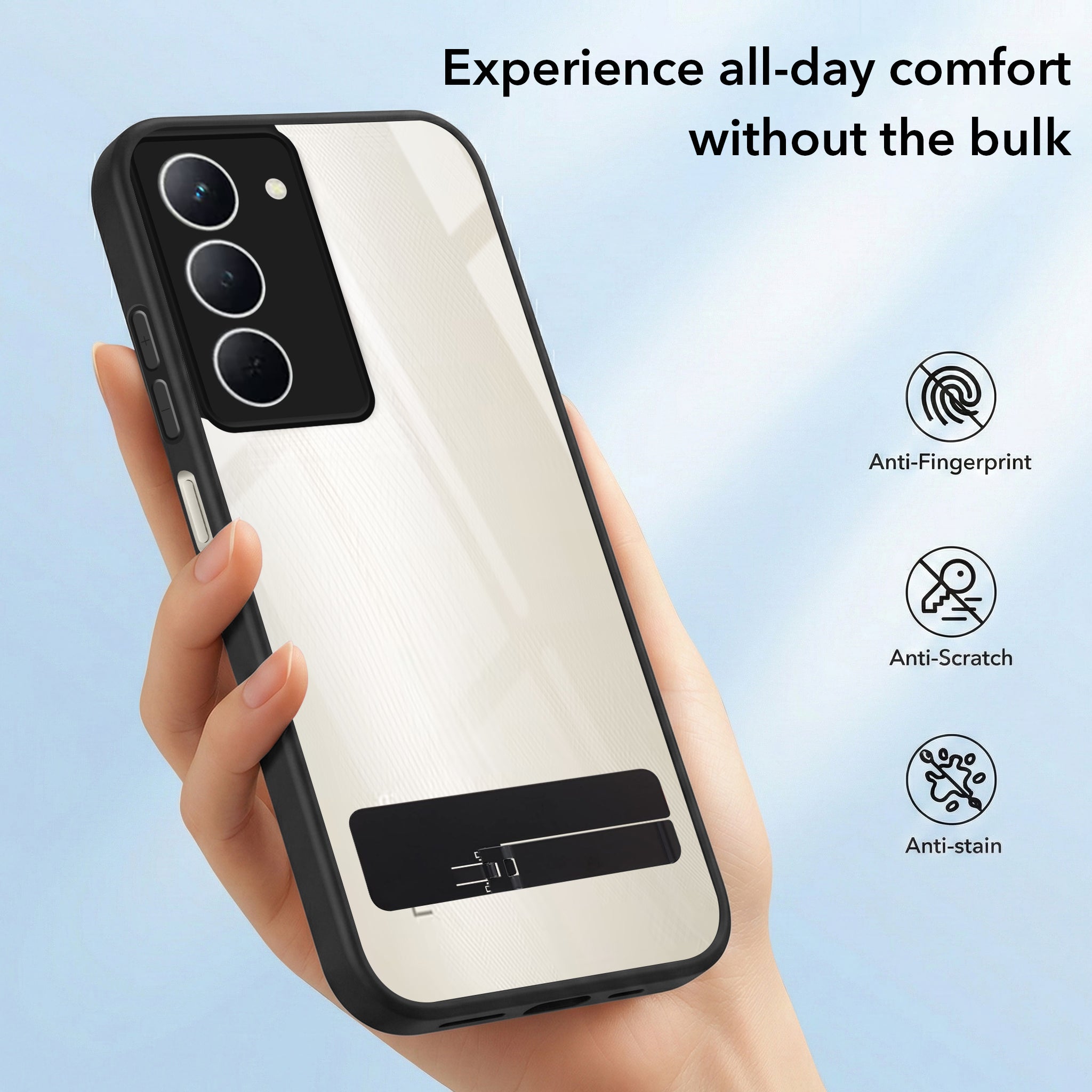 For Realme Narzo 80x Back Cover Case (Built-in Stand | Lifetime Anti Yellow | Kickstand Shockproof | Camera Protection | MagSafe Compatible)