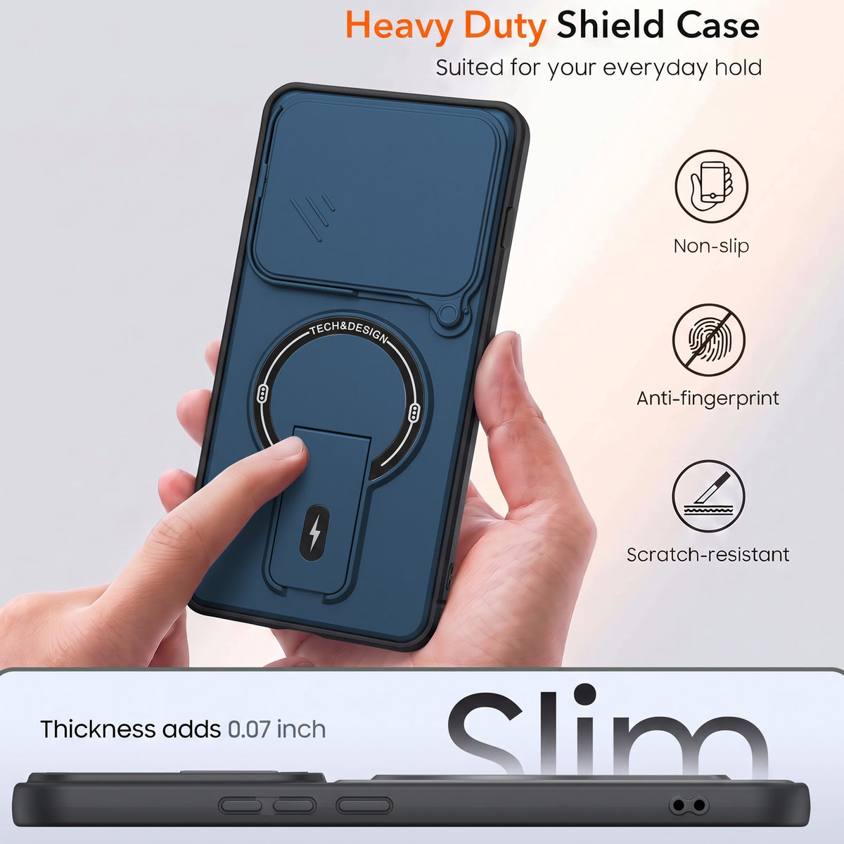 For Nothing Phone 4A Pro 5G Back Case Cover Metallic (Hybrid Armor Kickstand | Sliding Shutter Camera Protection | MagSafe Compatible)