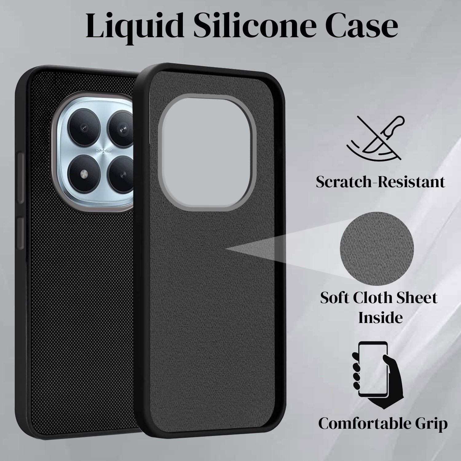 For Xiaomi Redmi Note 15 Pro Plus 5G Back Cover Case Rubberised (Textured Grip Design | Micro-Fiber Cloth Inside | Slim and Light Weight | Soft Touch and Feel)