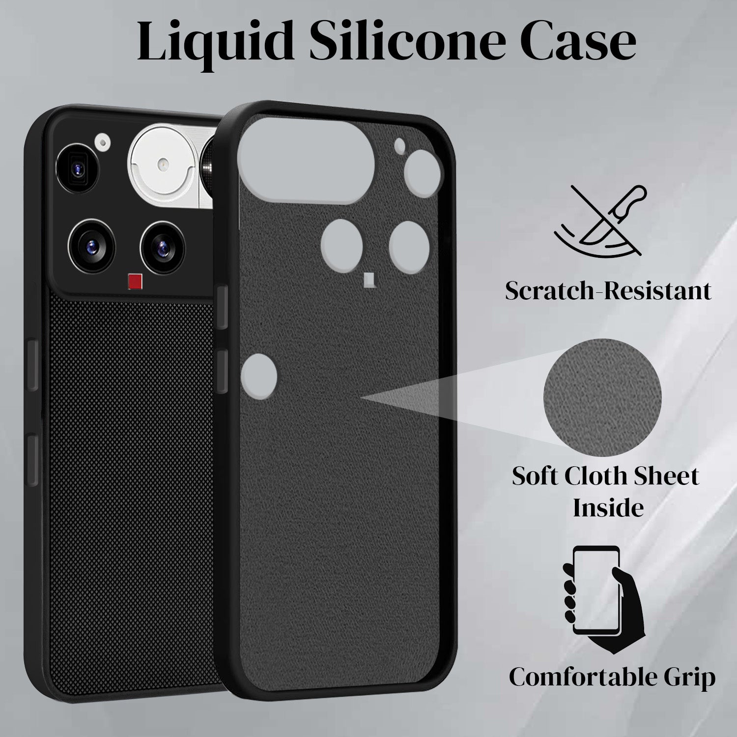For Nothing Phone 3 Back Cover Case Rubberised (Textured Grip Design | Micro-Fiber Cloth Inside | Slim and Light Weight | Soft Touch and Feel)