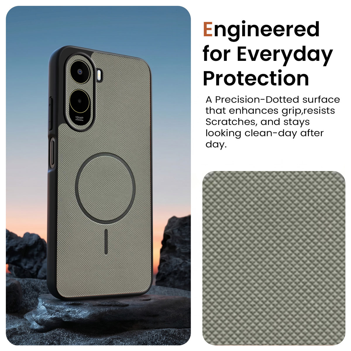 For Poco C81 5G Back Cover Case PU Leather (Texture Grip Design | Professional Minimalist | Camera Protection | Soft and Flexible)