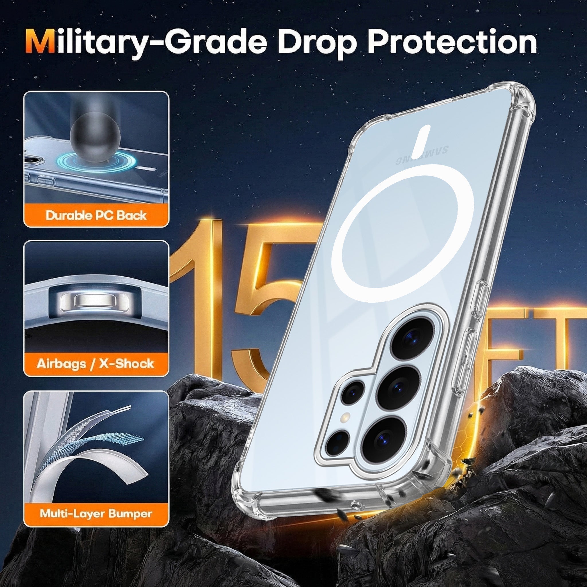 For Samsung Galaxy S26 Ultra Back Cover Shockproof Crystal-Clear (Magsafe Wireless Support | Drop & Camera Protection | Hard Polycarbonate)