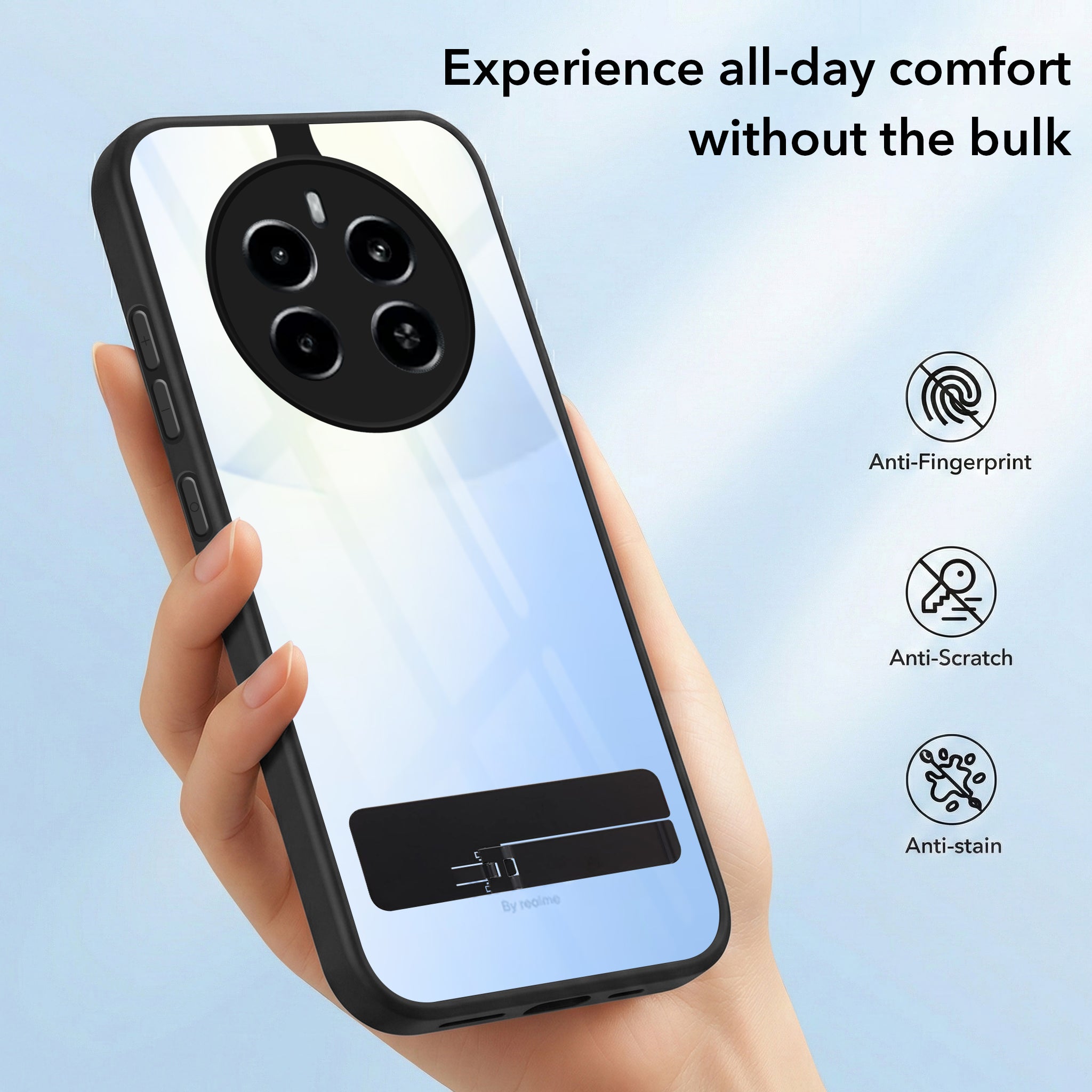 For Realme Narzo 70 5G Back Cover Case (Built-in Stand | Lifetime Anti Yellow | Kickstand Shockproof | Camera Protection | MagSafe Compatible)