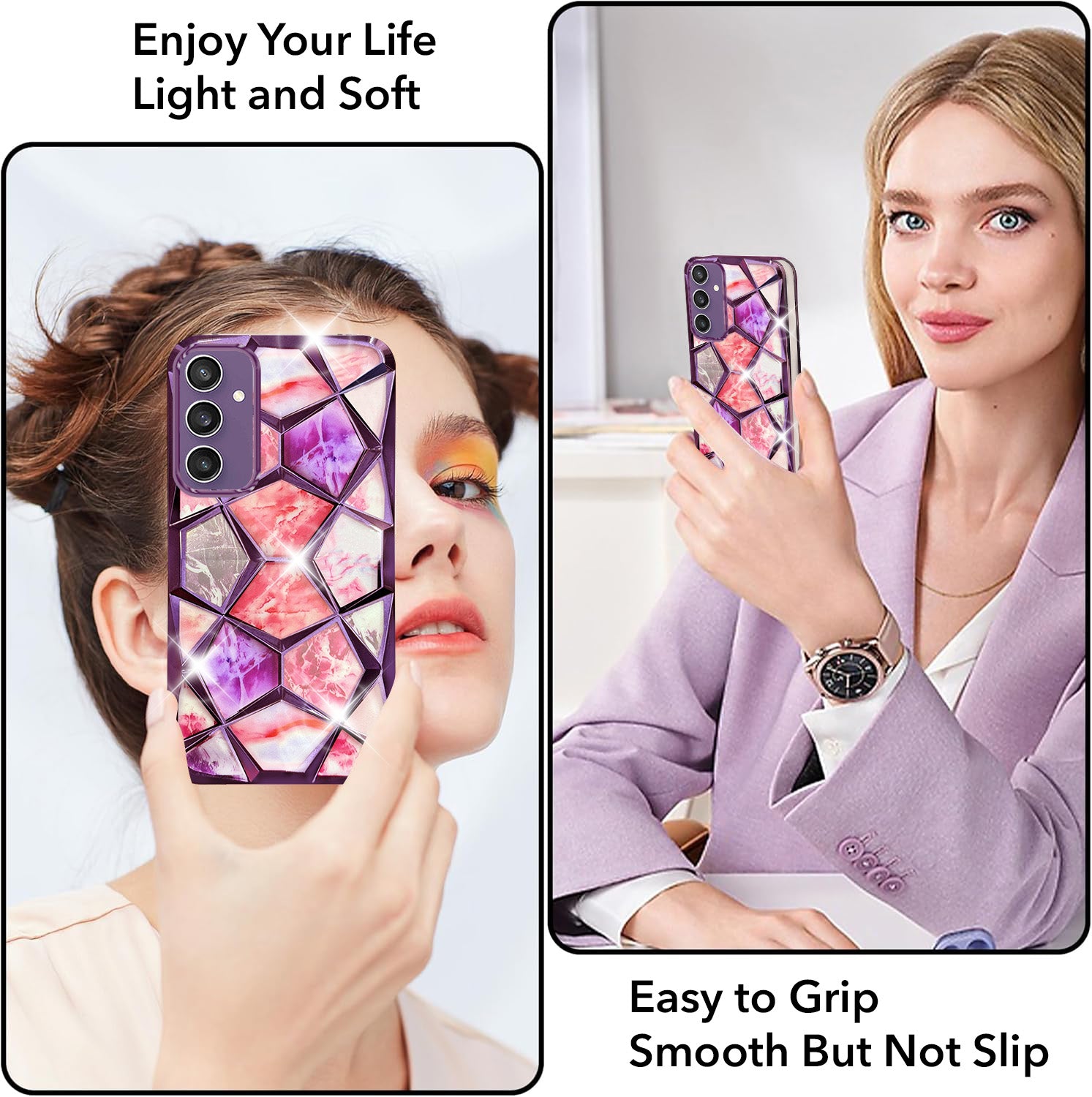 For Samsung Galaxy S23 FE 5G Back Cover Case ( Dual Design Glitter Sparkle and Detachable Diamond Print Case | Soft and Flexible)
