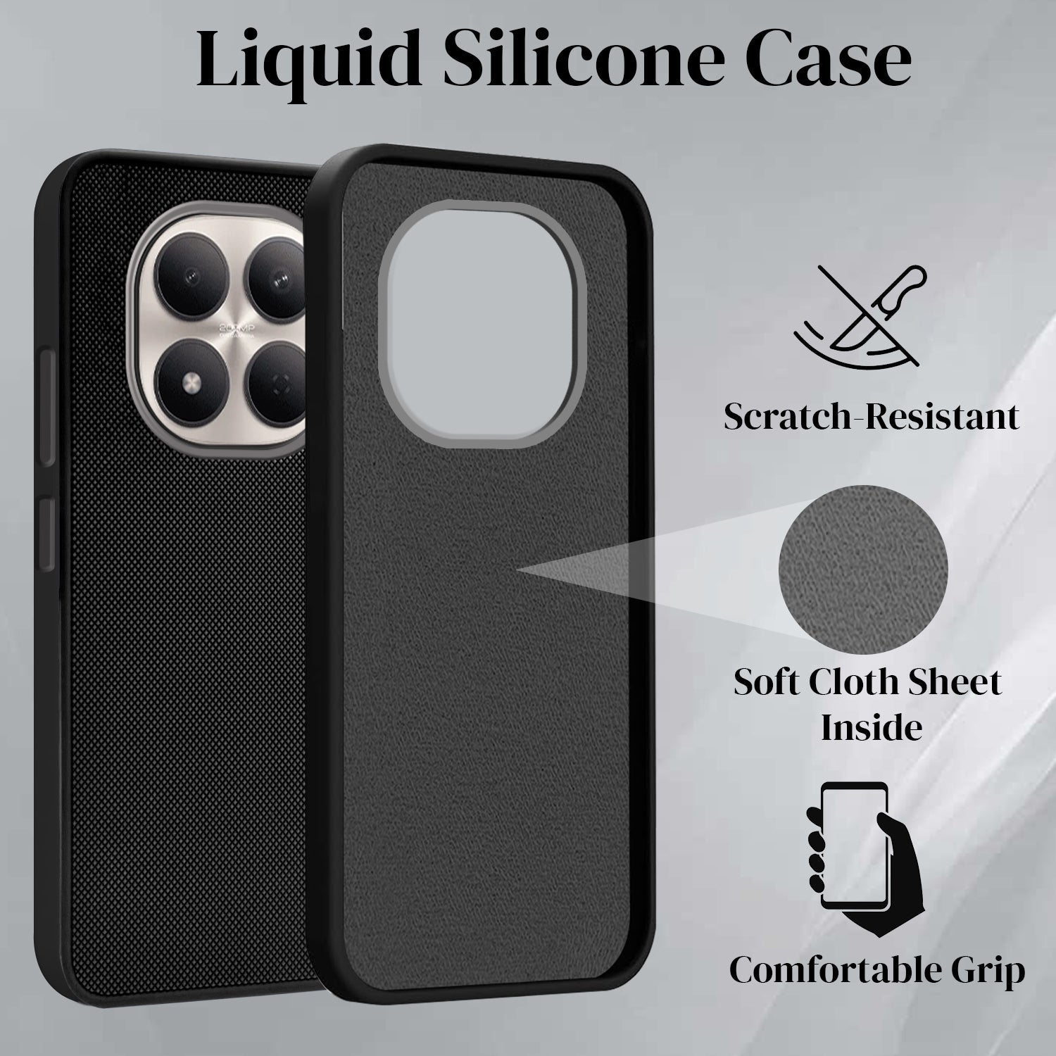 For Xiaomi Redmi Note 15 Pro 5G Back Cover Case Rubberised (Textured Grip Design | Micro-Fiber Cloth Inside | Slim and Light Weight | SoFt Touch and Feel)